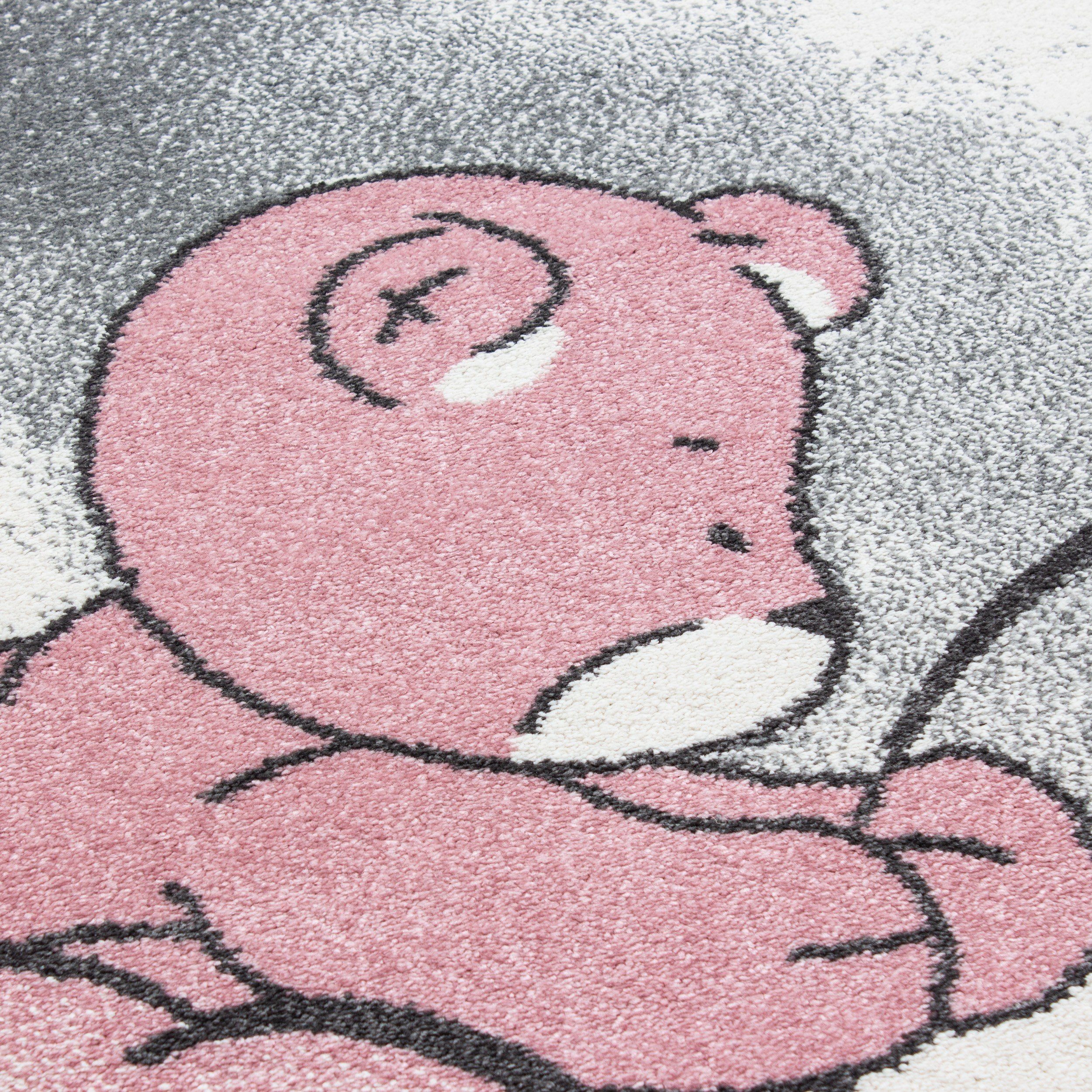 rechteck Giantore, Kinderteppich Pink Teddybär Teppich, Kinderzimmerteppich,