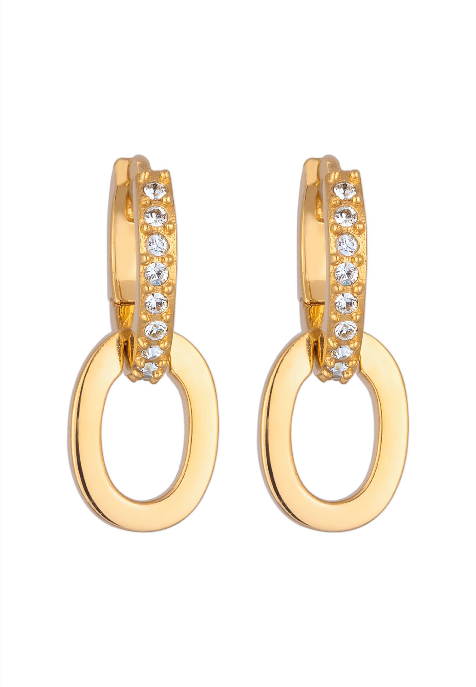 Elli Premium Paar Creolen Creole Weiß 925 Silber vergoldet, mit Kristallen von Swarovski®
