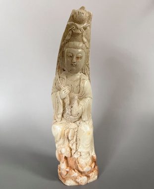 Asien LifeStyle Buddhafigur Kwanyin Buddha Figur Hetian Jade China 18,5cm