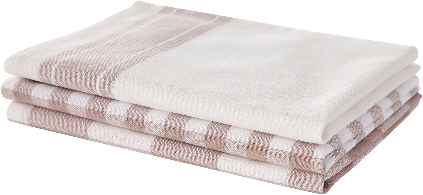OTTO home Geschirrtuch Ravven, (Set, 3-tlg., 3er Set), 100 % Baumwolle, 65 × 50 cm, 3er-Set, Farbauswahl, Karo, Streifen