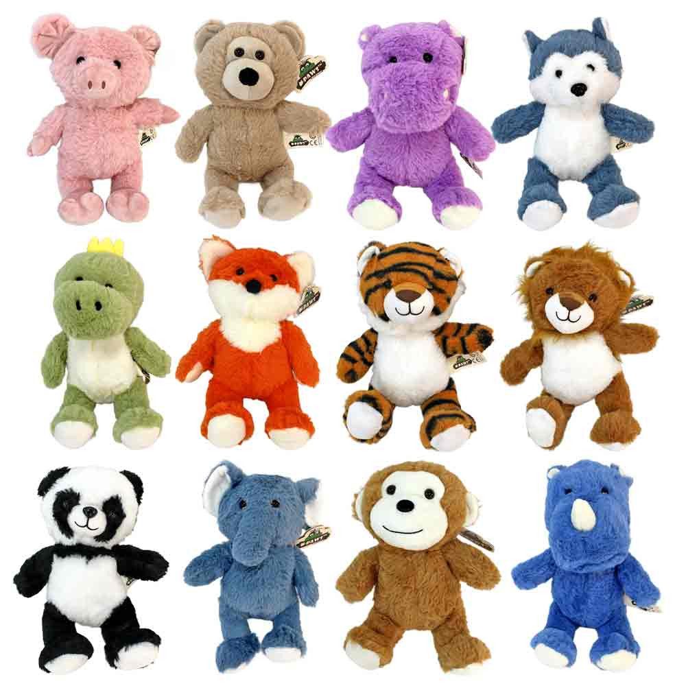 Dinotoys Kuscheltier 12 Stück Plüsch Tier Mix - diverse Tierarten - ca. 28 cm (12-St)