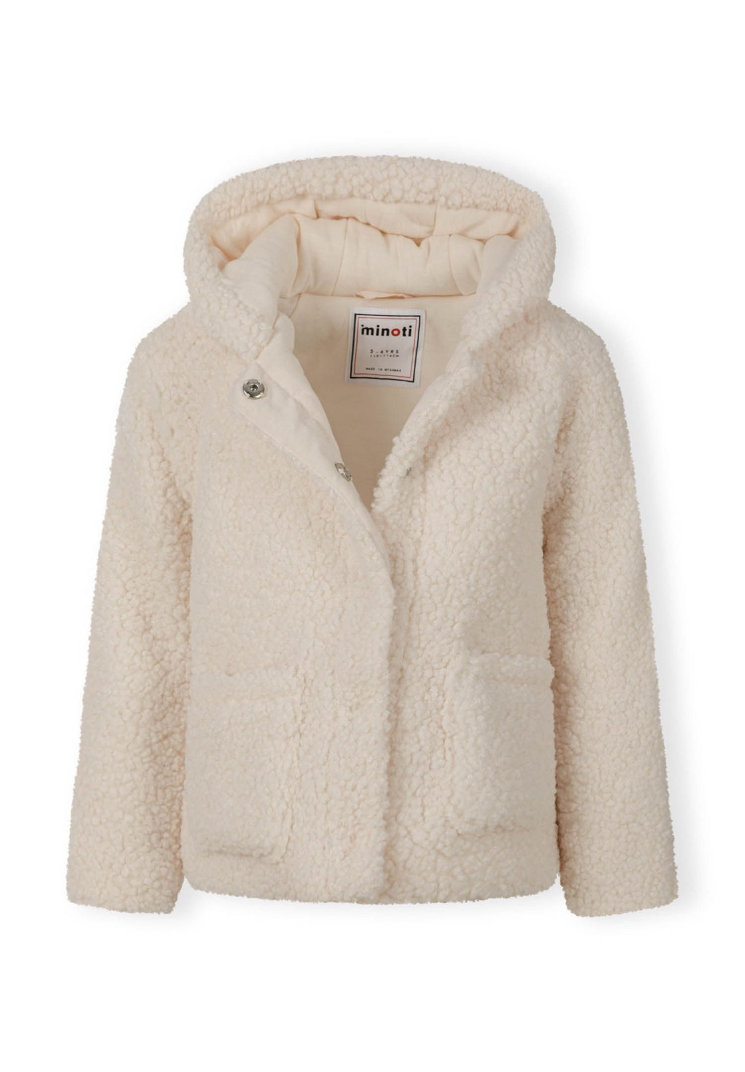 MINOTI Fleecejacke Fellimitatjacke, mit aufgesetzten Taschen und Druckknöpfen (9m-8y) schnelltrocknend, kuschelig