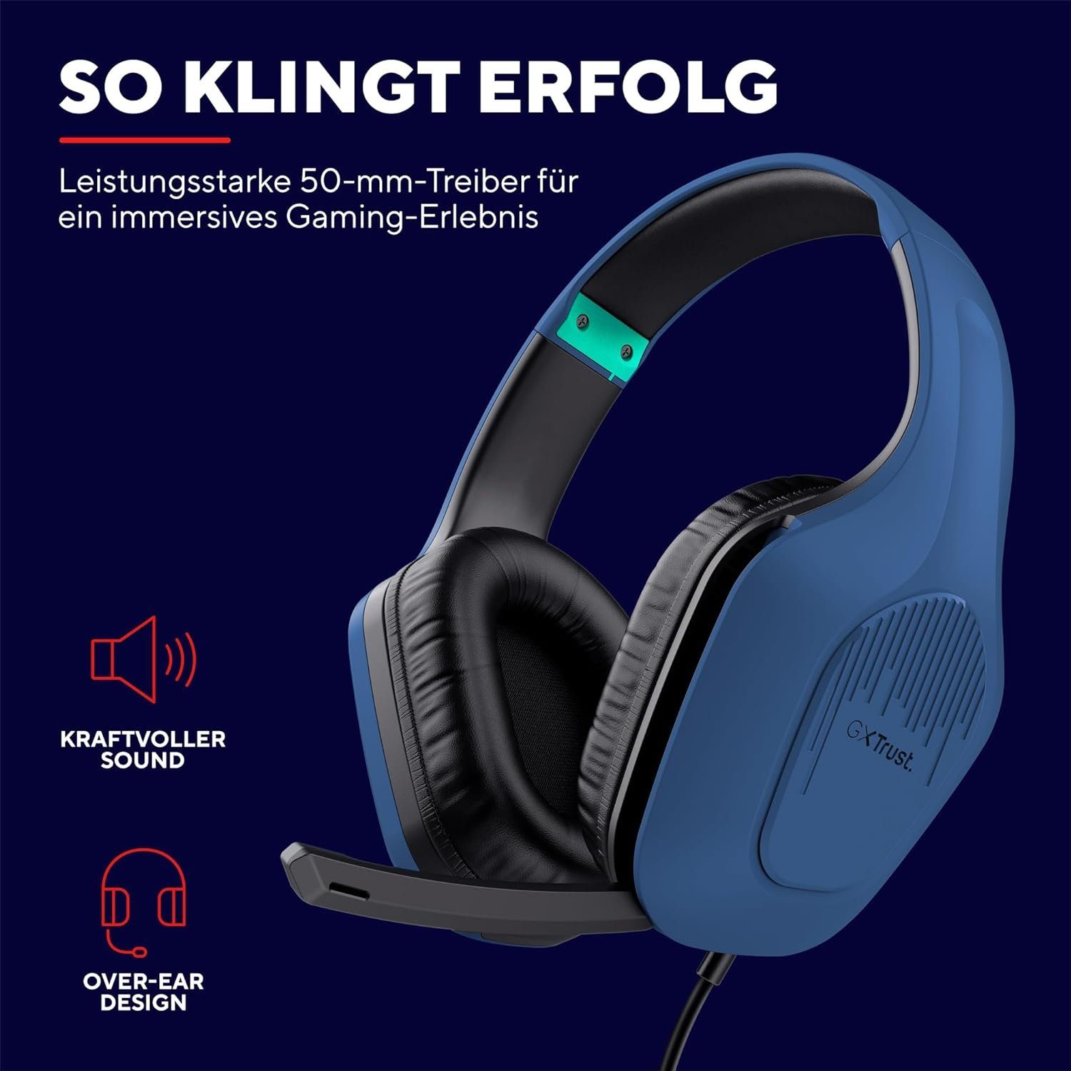 Trust Gaming Gaming-Headset (Multiplattformkompatibel, Mit Switch Xbox PS4 Mobile, 50-mm-Treiber PS5 für Kabel, 3,5-mm) PC 2-m-Kabel