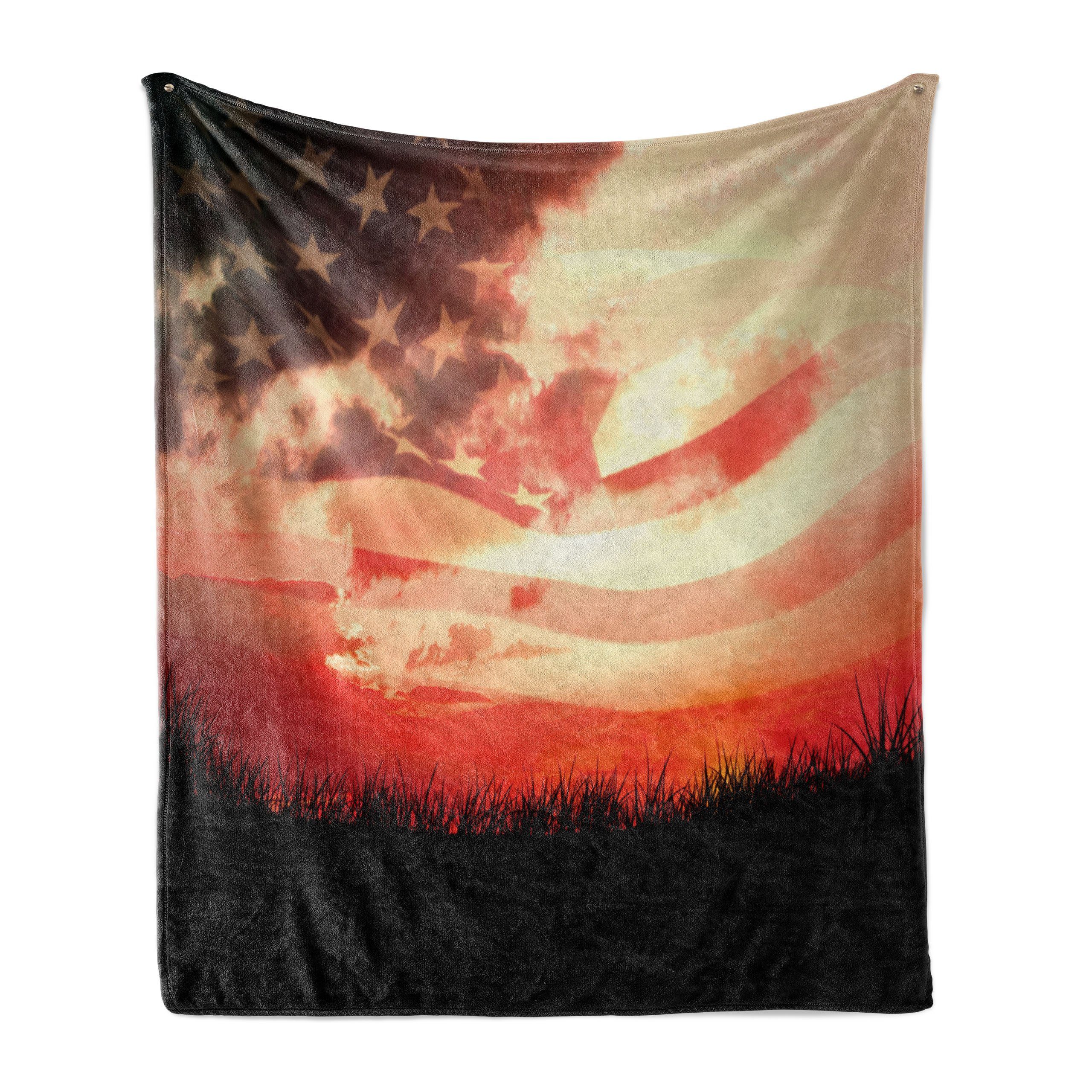 Amerikanische Sonnenuntergang Plüsch Gemütlicher für den Flagge Wohndecke und Außenbereich, Abakuhaus, Innen-