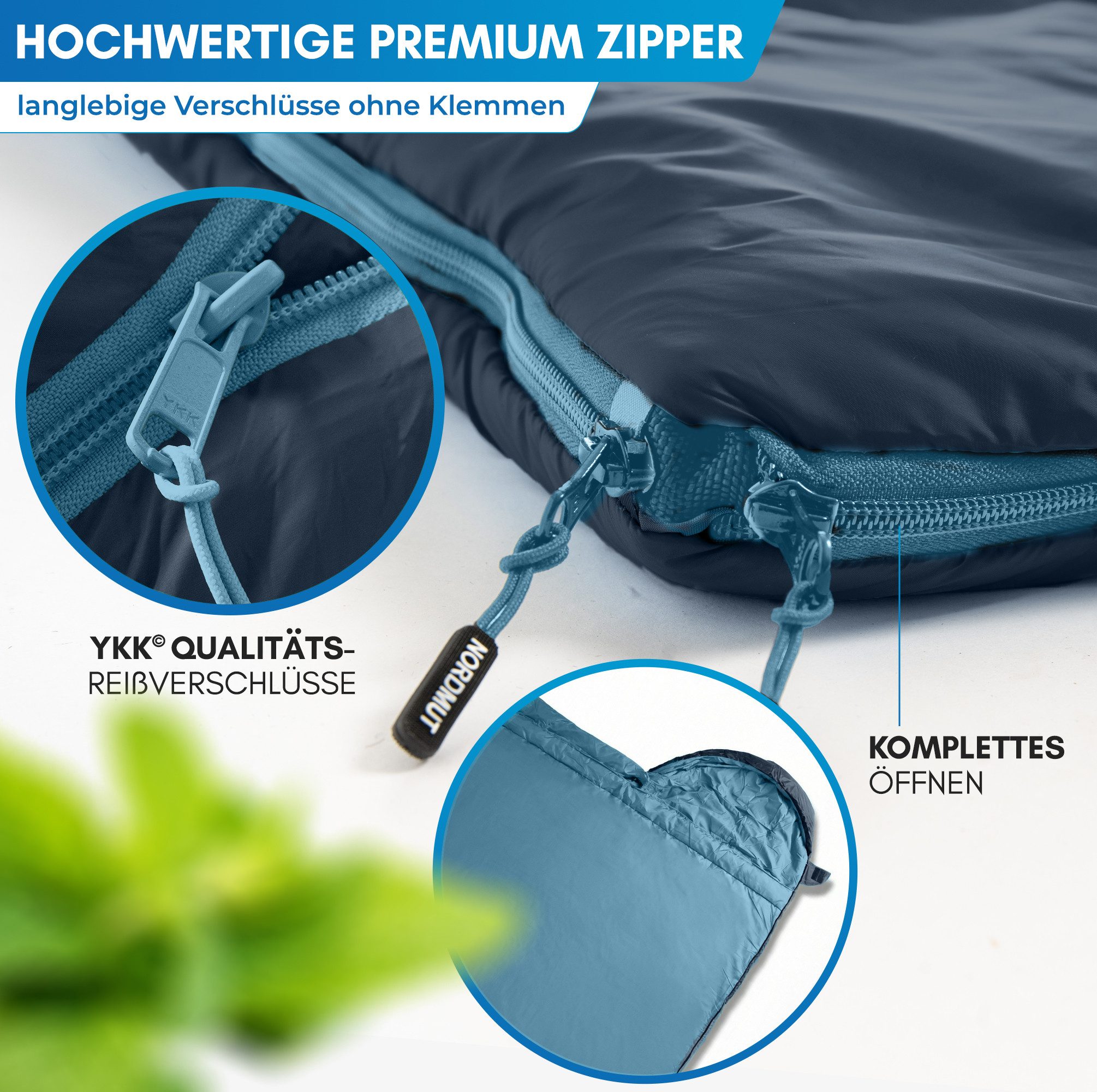 Nordmut Deckenschlafsack Sommer 3 Jahreszeiten Camping Outdoor, kleines Packmaß, leicht, warm (Spar-Set, 1 tlg., Nordmut Pihtso + Kompressionsbeutel), wasserabw – Bild 3 von 5