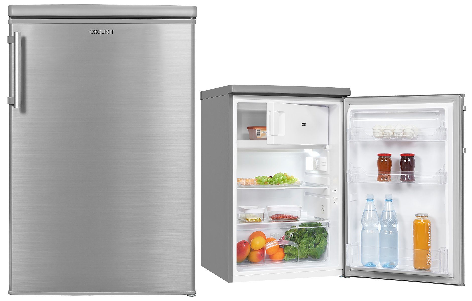 exquisit Kühlschrank KS1016-4-HE-040D inoxlook, 85,5 cm hoch, 55,0 cm breit | Kühlschränke