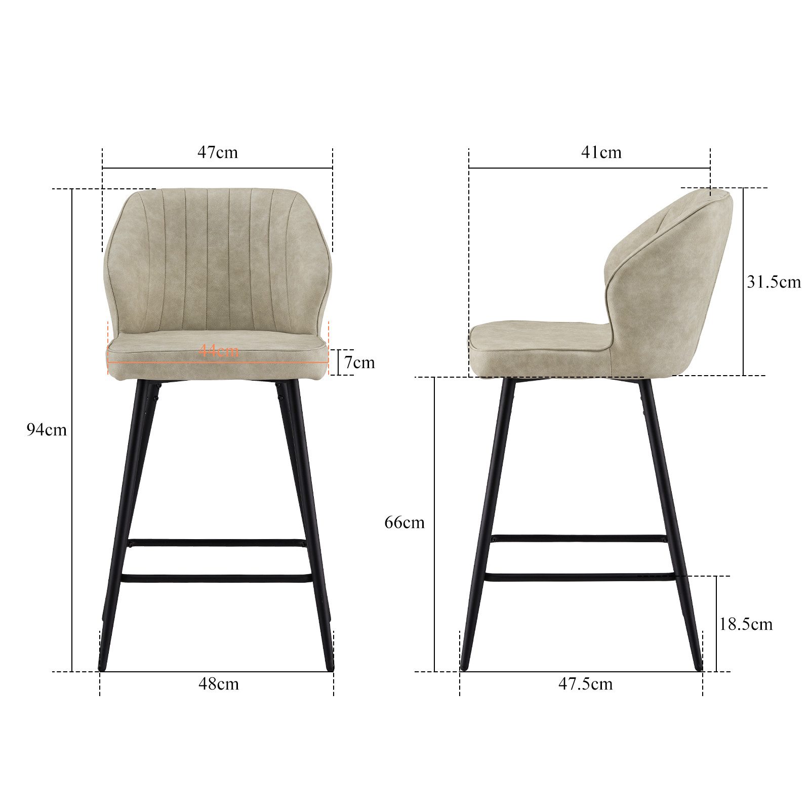 Ofcasa Barhocker Kunstlederbarstuhl (2er Set), Gepolsterte günstig online kaufen