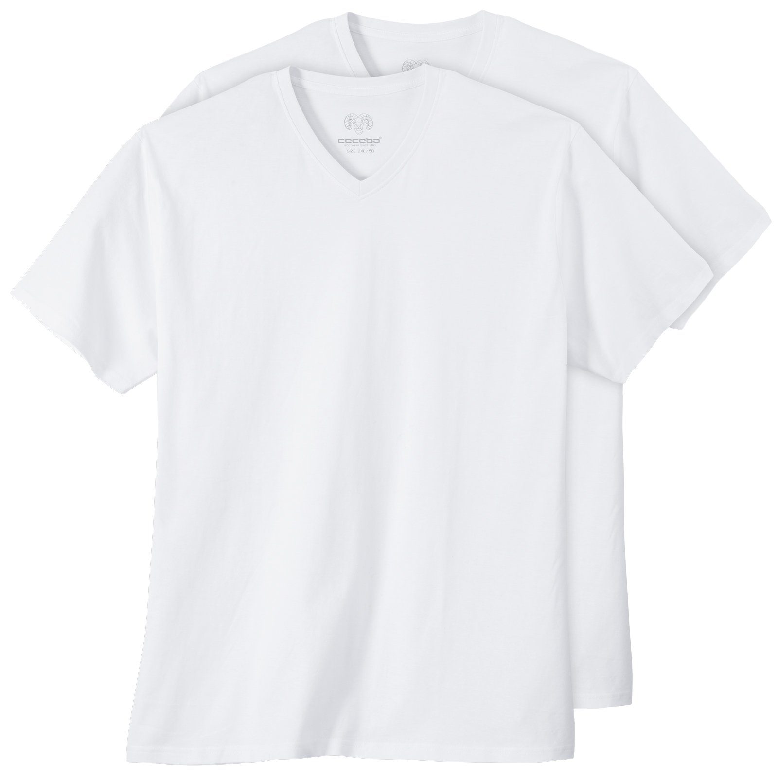 CECEBA V-Shirt Große weiß Größen T-Shirt Herren 2er-Pack V-Neck Ceceba
