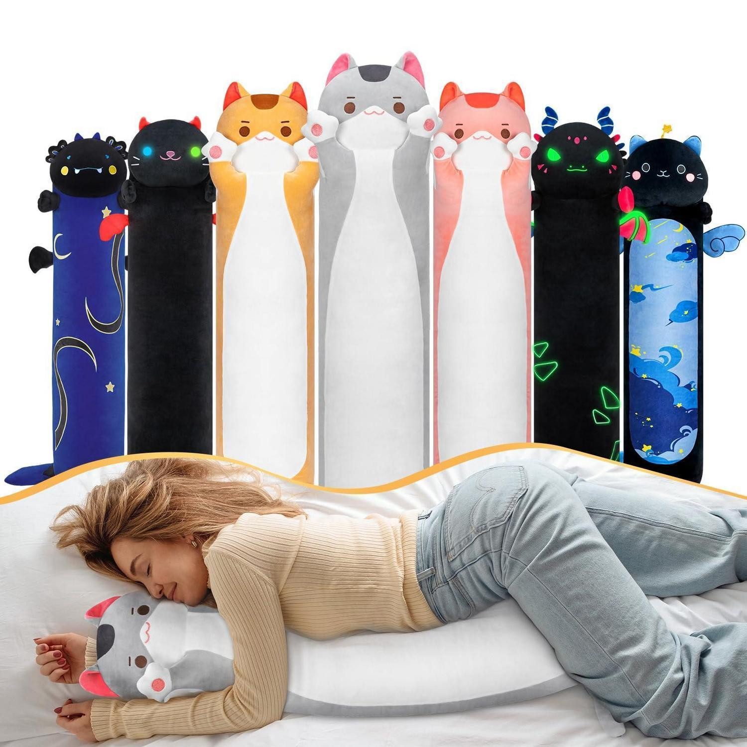 LuxusKollektion Kuscheltier Plüschtier Katze graue 50CM Kissen Kinder Hellgraue Katze 50 CM
