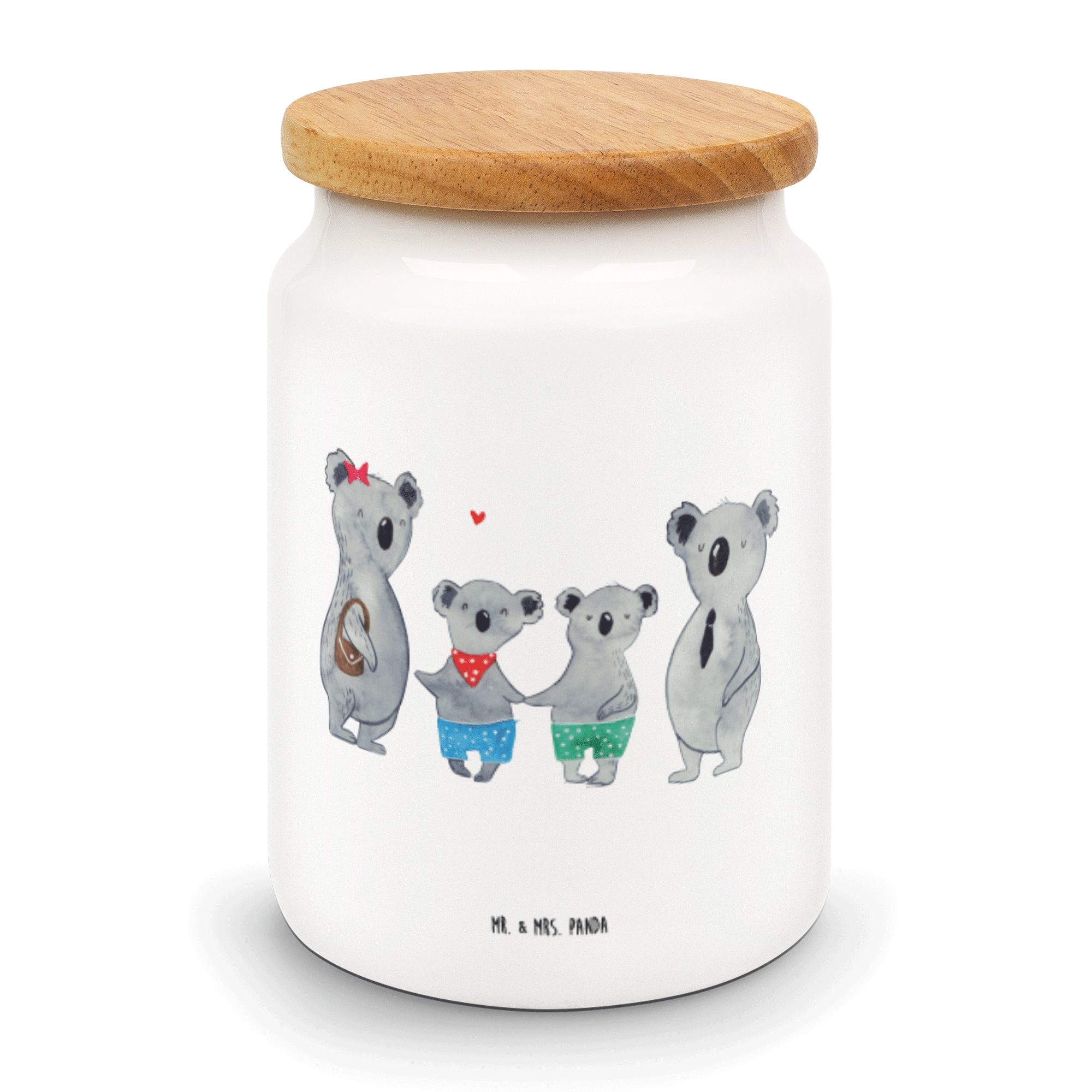 Mr. & Mrs. Panda Vorratsdose Koala Familie zwei - Weiß - Geschenk, Lieblingsfamilie, Aufbewahrungs, Keramik, (1-tlg)