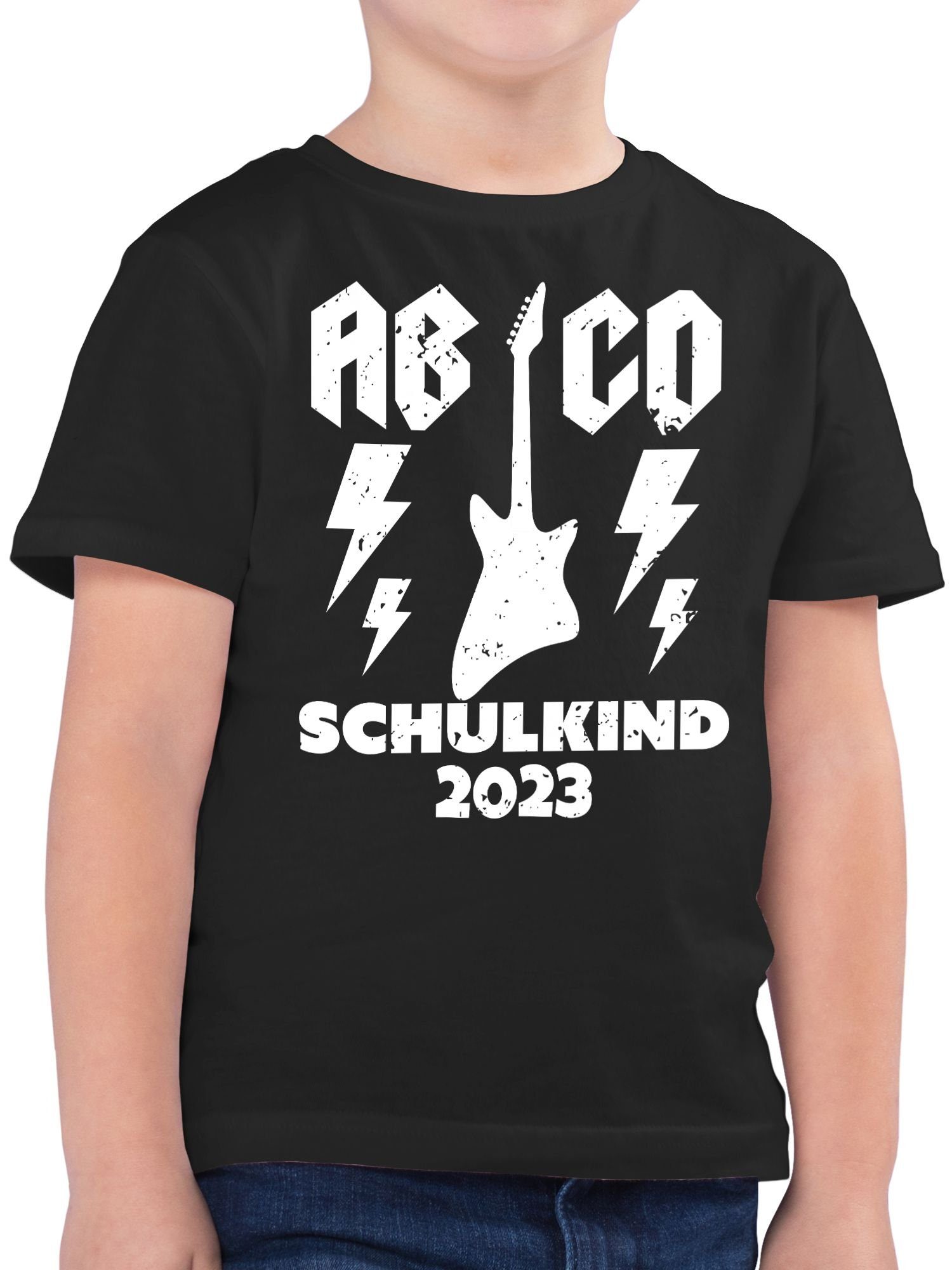 Geschenke Junge 2 T-Shirt Gitarre 2023 Einschulung Schulanfang Schulkind AB Schwarz CD Shirtracer