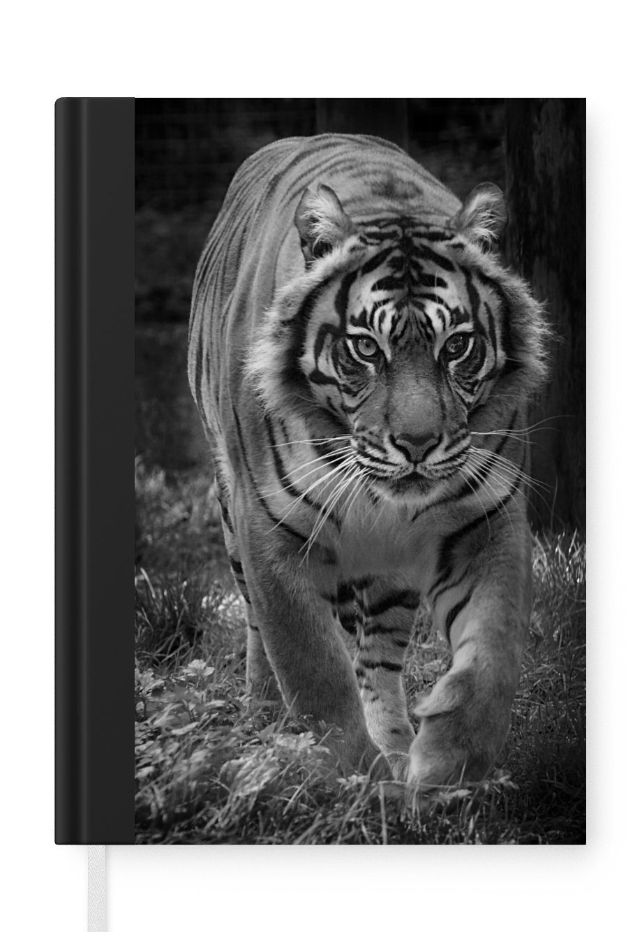 MuchoWow Notizbuch Tiger - Gras - Wilde Tiere, Journal, Merkzettel, Tagebuch, Notizheft, A5, 98 Seiten, Haushaltsbuch