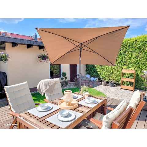 Sekey Sonnenschirm 210 x 140 cm Balkonschirm Rechteckig Sonnenschirm mit Schutzhülle, Terrassenschirm mit Sonnenschutz UV50+, Höhenverstellbar Gartenschirm
