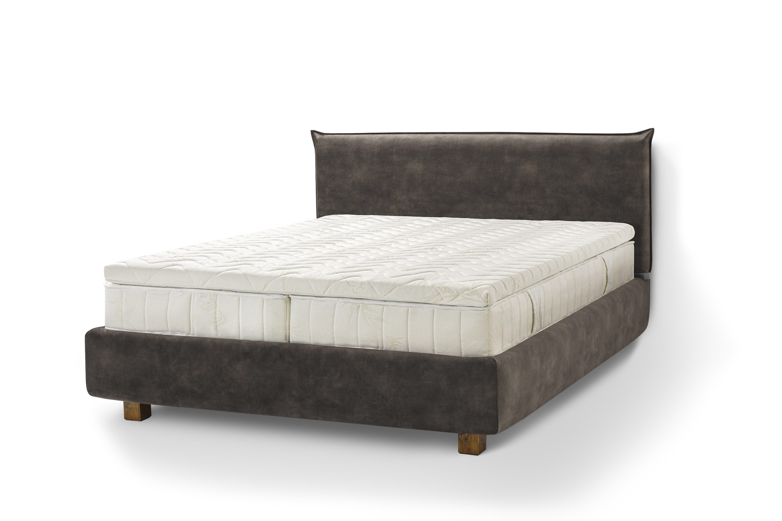 Letti Moderni Holzbett Bett Puro, hergestellt aus hochwertigem Massivholz Plüsch Anthracite