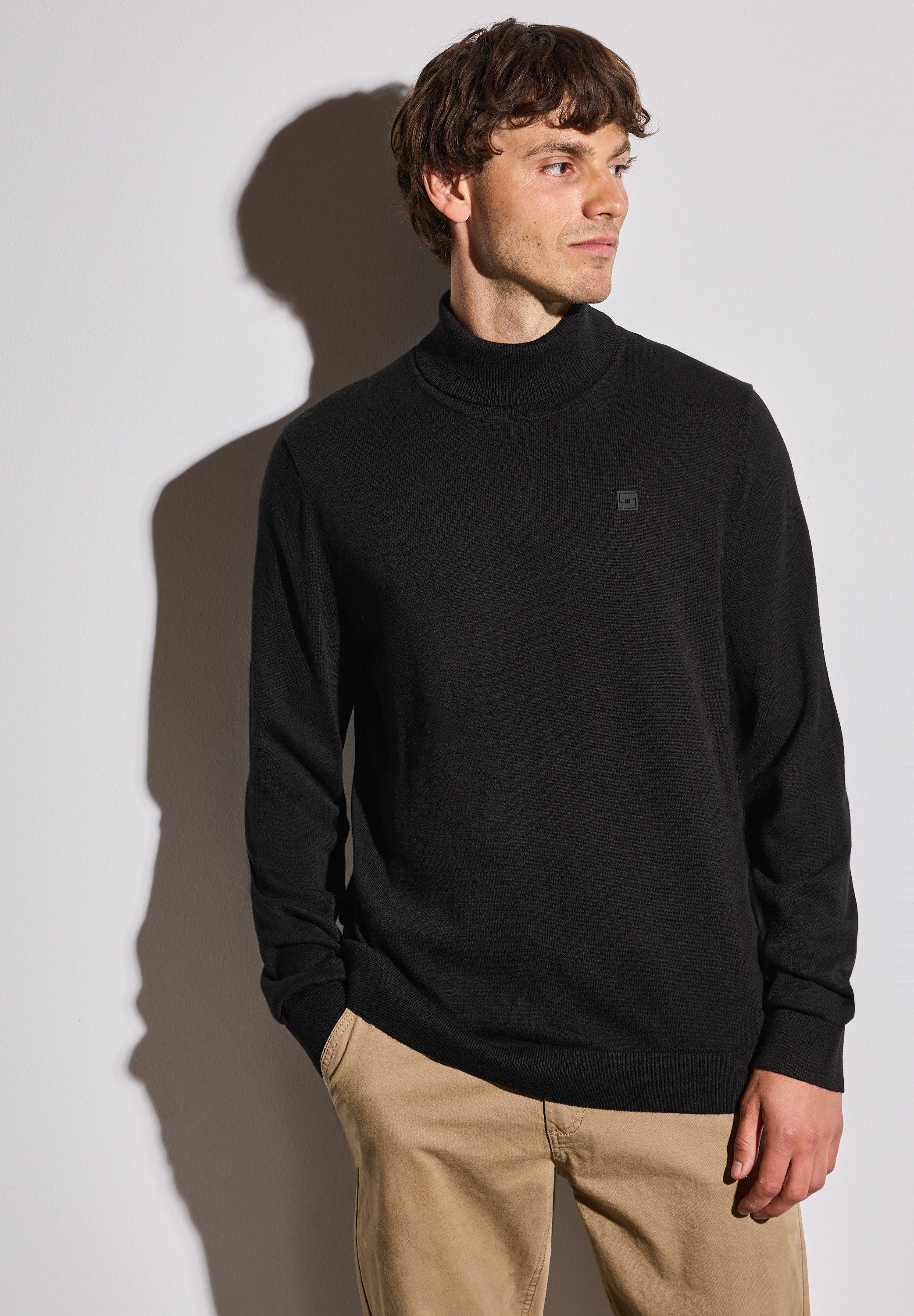 STREET ONE MEN Rollkragenpullover aus reiner Baumwolle günstig online kaufen