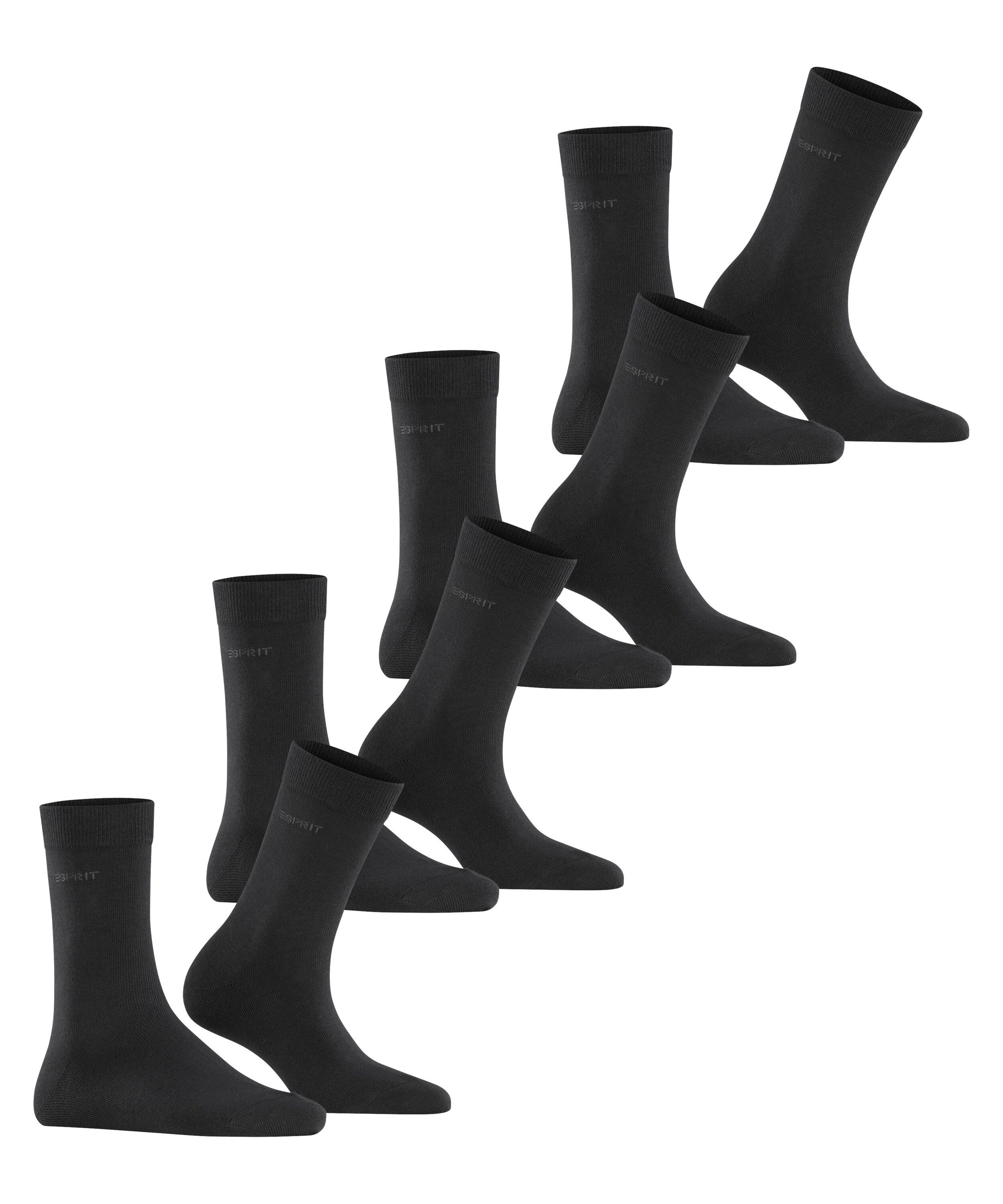Esprit Socken Solid (4 Paar) Einheitsgröße 36-41, geripptes Bündchen, unifarben, Basic Vorteilspack