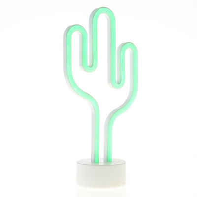 SATISFIRE LED Dekolicht LED NEON Figur Kaktus Neonlicht Schild Leuchtfigur Batterie USB 30cm grün, LED Classic, grün