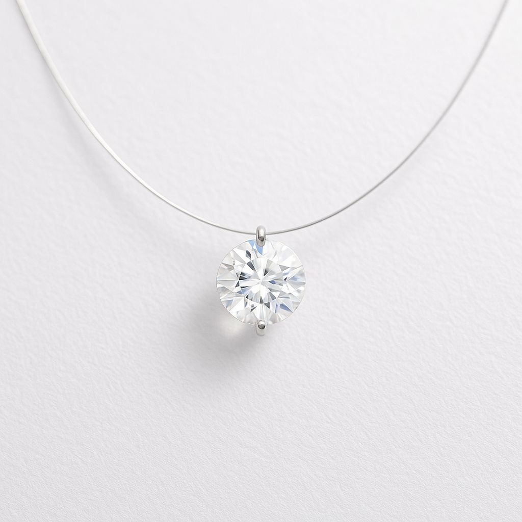 Runde Perlé Kette mit Anhänger unsichtbare Nylon Kette mit funkelnder Zirko günstig online kaufen