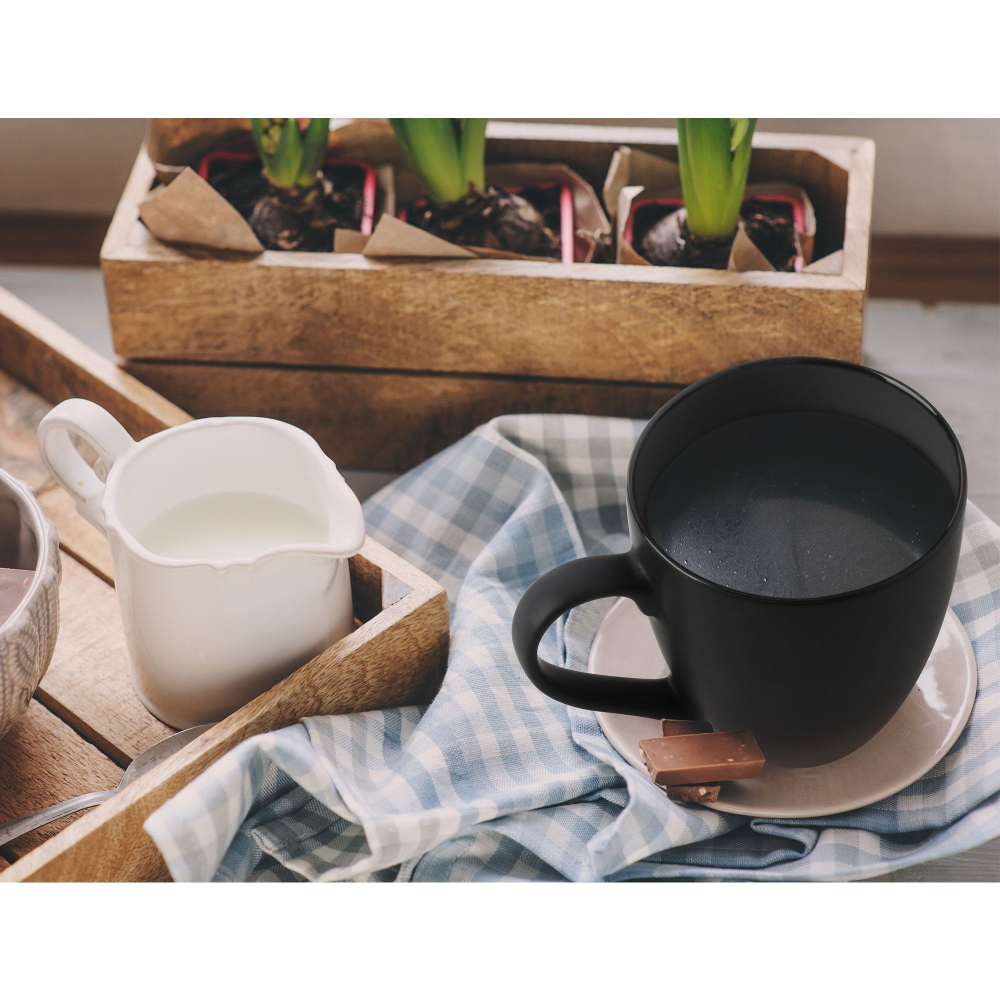 MiaMio Tasse MIAMIO - 6 x 350 ml Kaffeetassen Set Außen Schwarz Innen Farbig – Bild 4 von 5