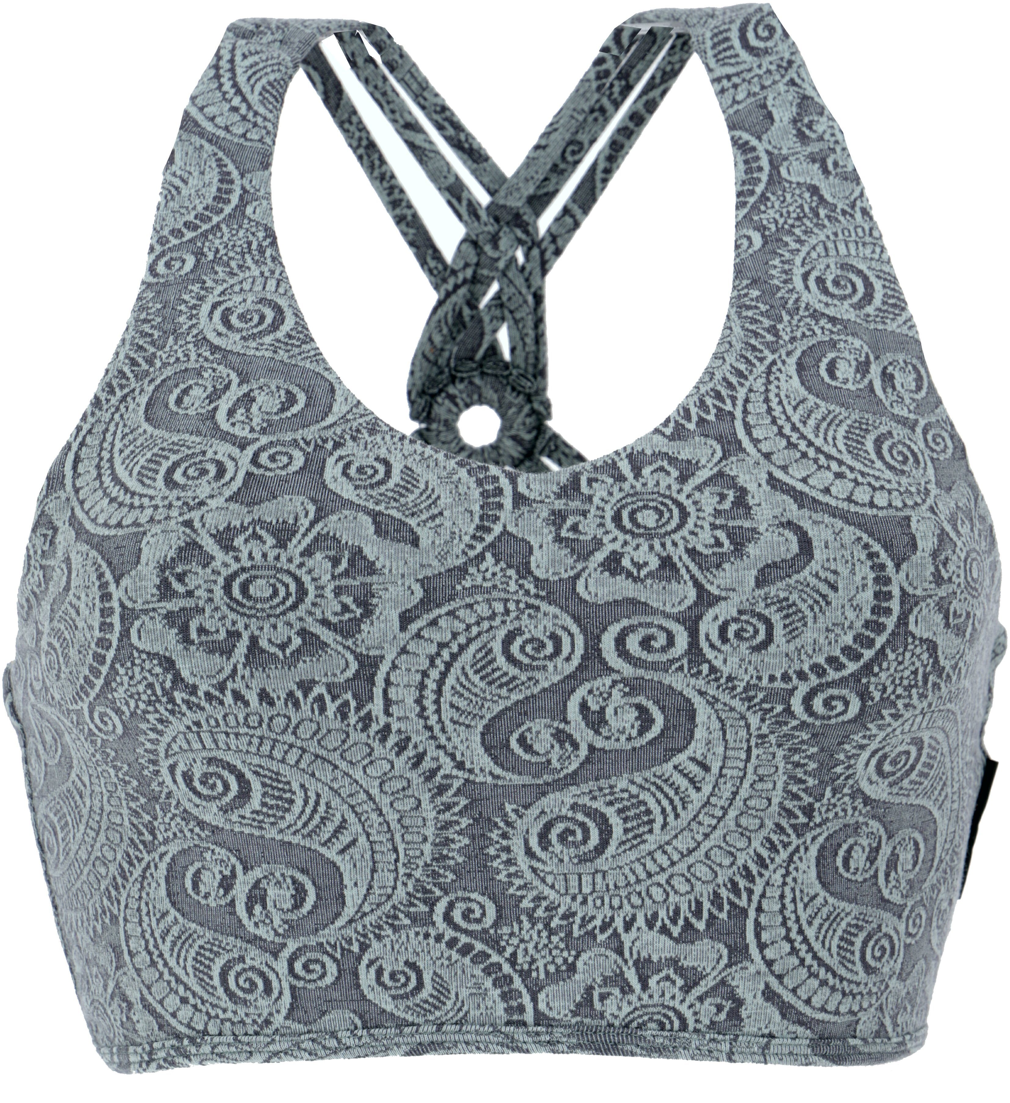 Guru-Shop T-Shirt Bauchfeies Top, Bra Top, Yoga Top aus.. Festival, Ethno Style, Psychedelic, alternative Bekleidung aqua