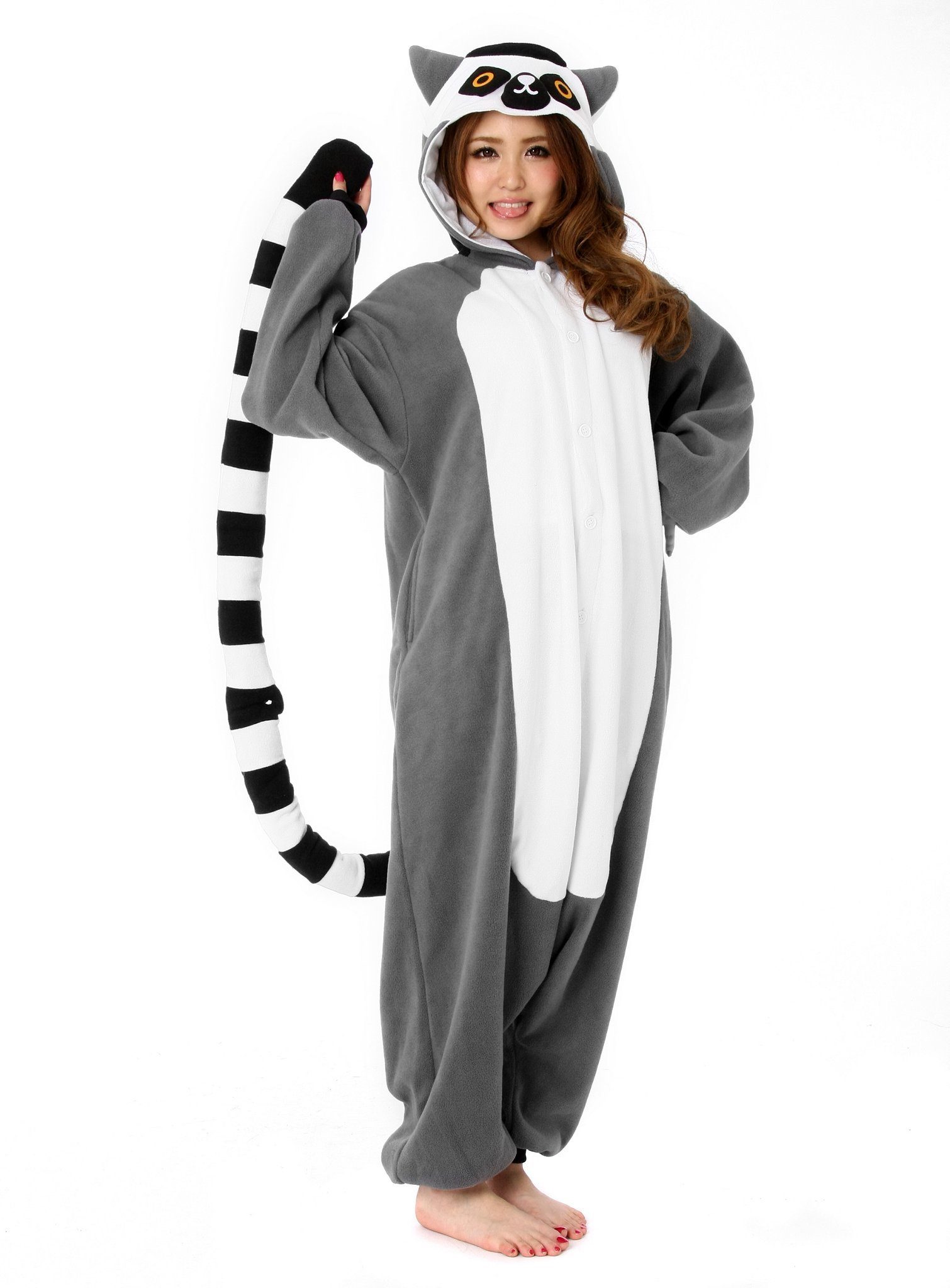 Metamorph Kostüm Lemuren Kigurumi, Das Original aus Japan: kuscheliger Onesie von Sazac