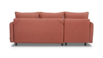 Siblo Ecksofa Modernes, ausklappbares Ecksofa Arria mit Schlaffunktion - bequemes Ecksofa - stilvolles Ecksofa - Bettzeugbehälter - Holzbeine - Wohnzimmer