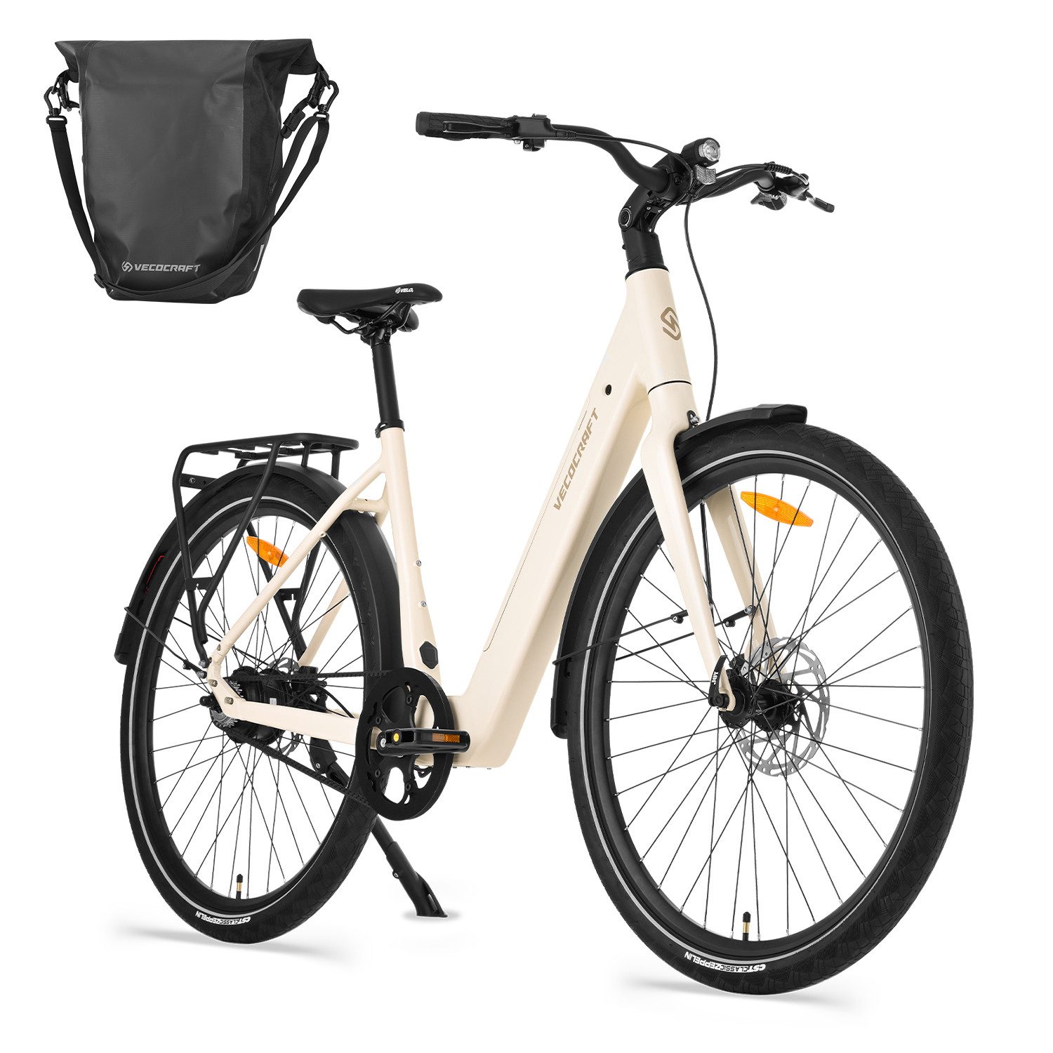 VECOCRAFT E-Bike Cityrad 28'' LUNA 1.0 Gates Riemenantrieb, 36V 10AH, Elektrofahrrad 60-100 km, 50 Nm Heckmotor, 360 Wh, E-Cityrad,Drehmomentsensor, Pedelec, ebike für Damen und Herren