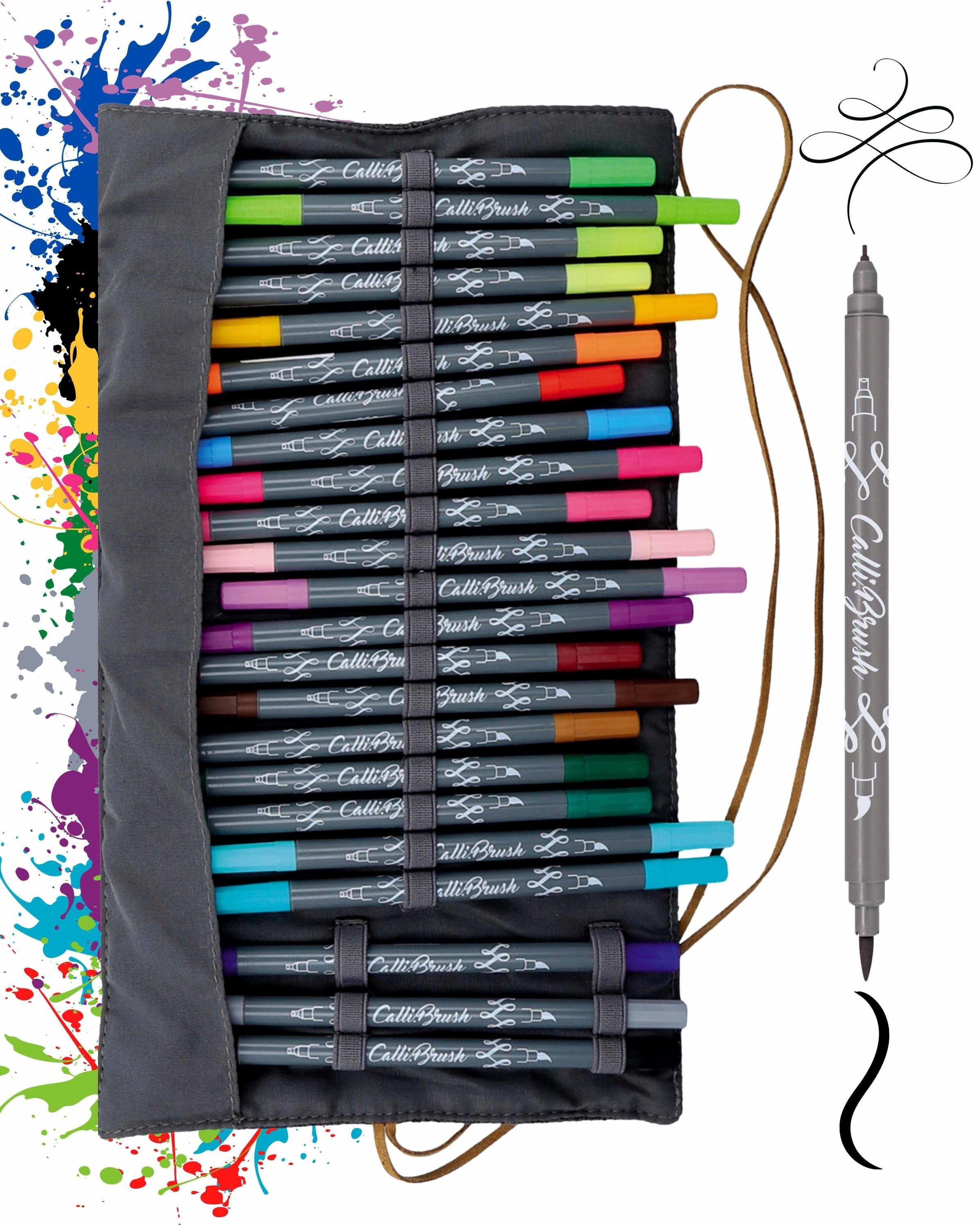 Online Pen Kalligraphie-Stift Calli.Brush, 24x Handlettering Stifte Set, bunte Brush Pens, verschiedene Spitzen