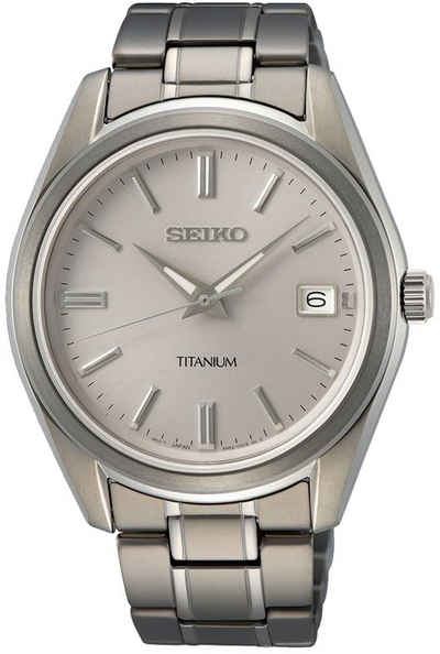 Seiko Quarzuhr SUR369P1, Armbanduhr, Herrenuhr, Titan, Datum, Saphirglas