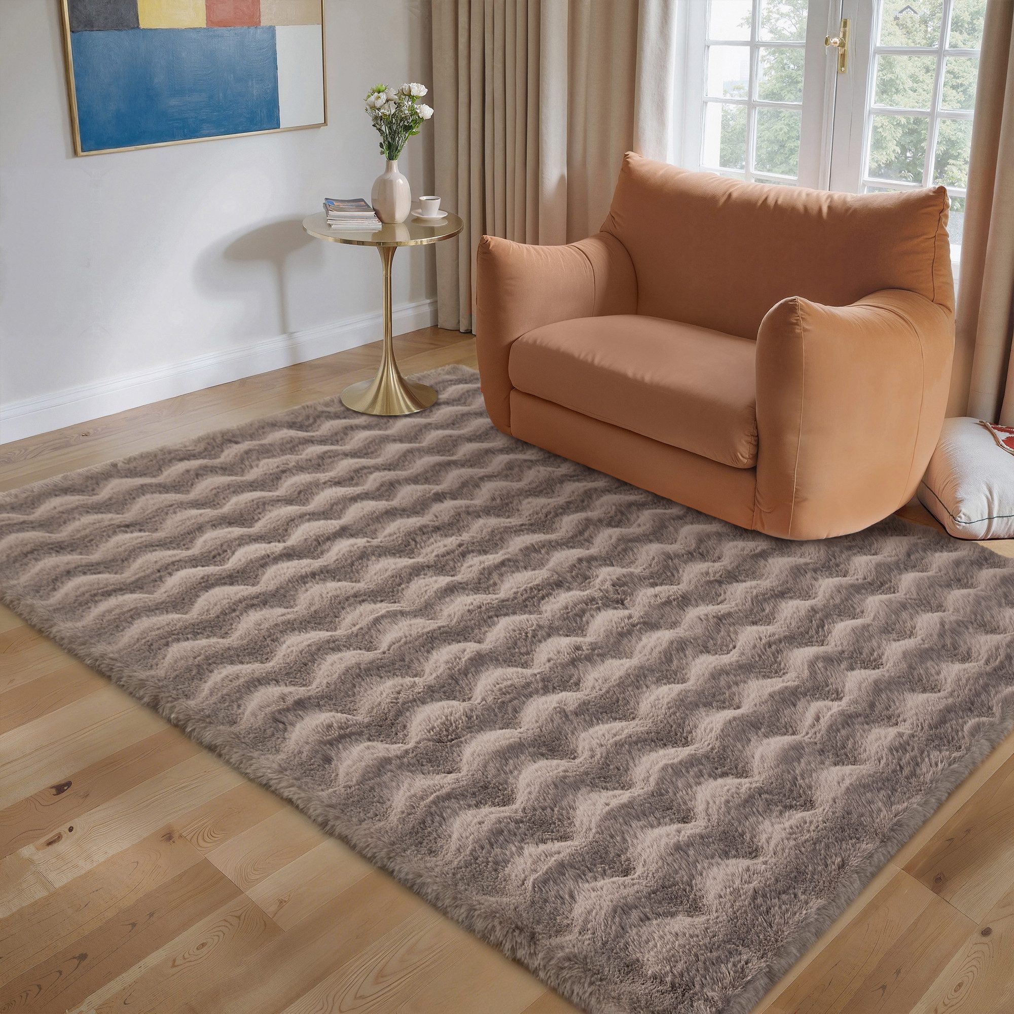 PURECOZY Hochflor-Teppich aus Mikrofaser, weich, rutschfest & maschinenwaschbar, Rechteckig, Höhe: 23 mm, geeignet für verschiedene Innenräume
