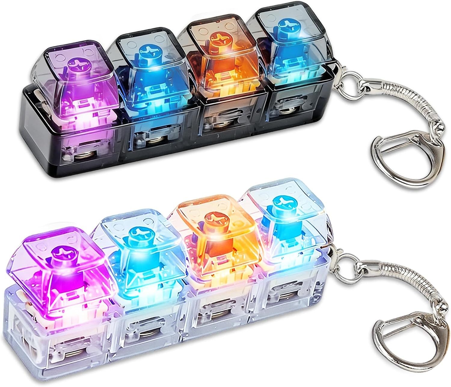 Vornix Fidget-Gadget Tastatur Fidget, Tastatur Schlüsselanhänger mit Bunter LED Licht, Fingertastatur Stressabbau Erwachsene Clicker Fidget Spielzeug