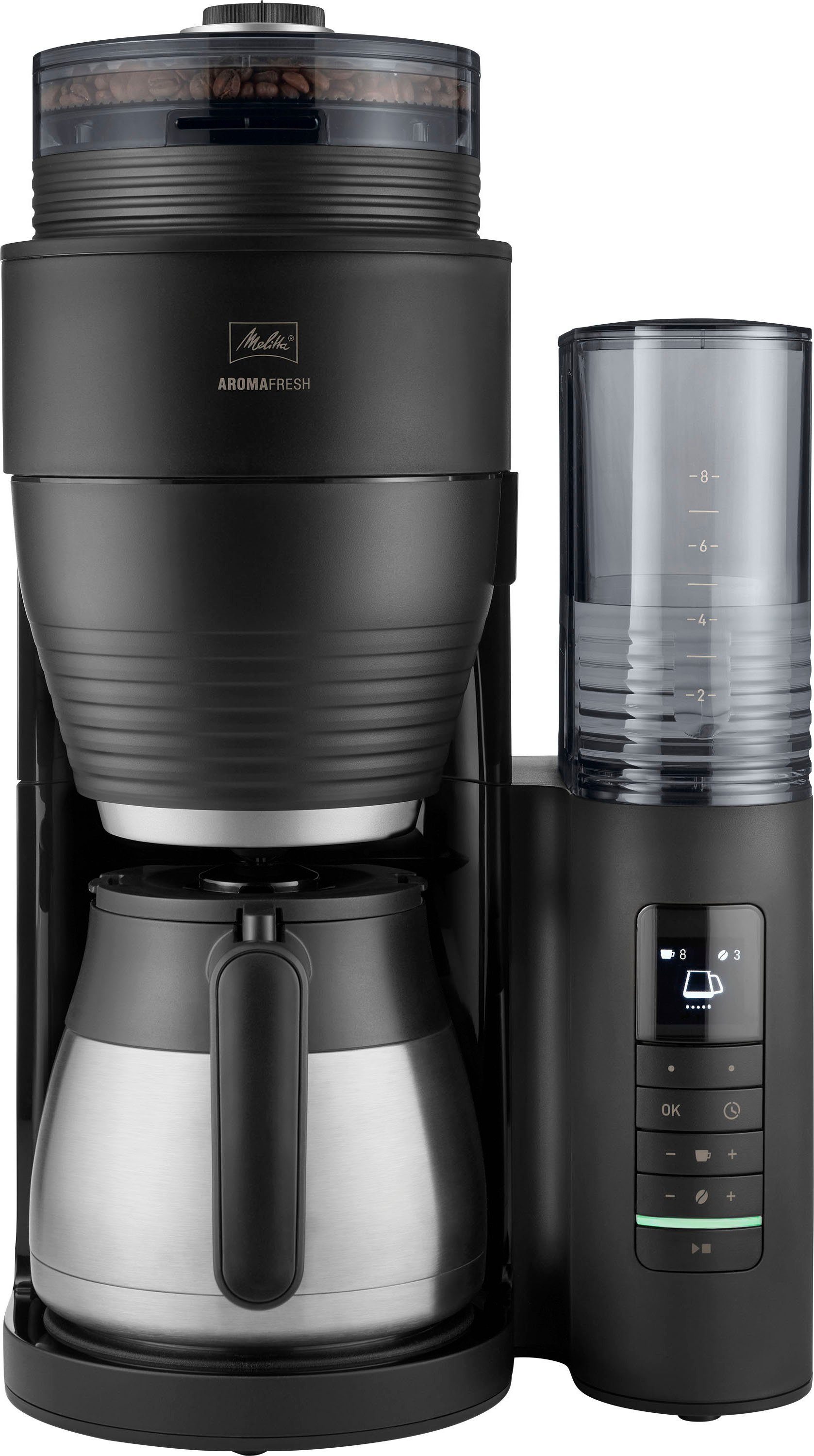 Melitta Kaffeemaschine mit Mahlwerk 1030-12, 1l Kaffeekanne, Papierfilter 1x4
