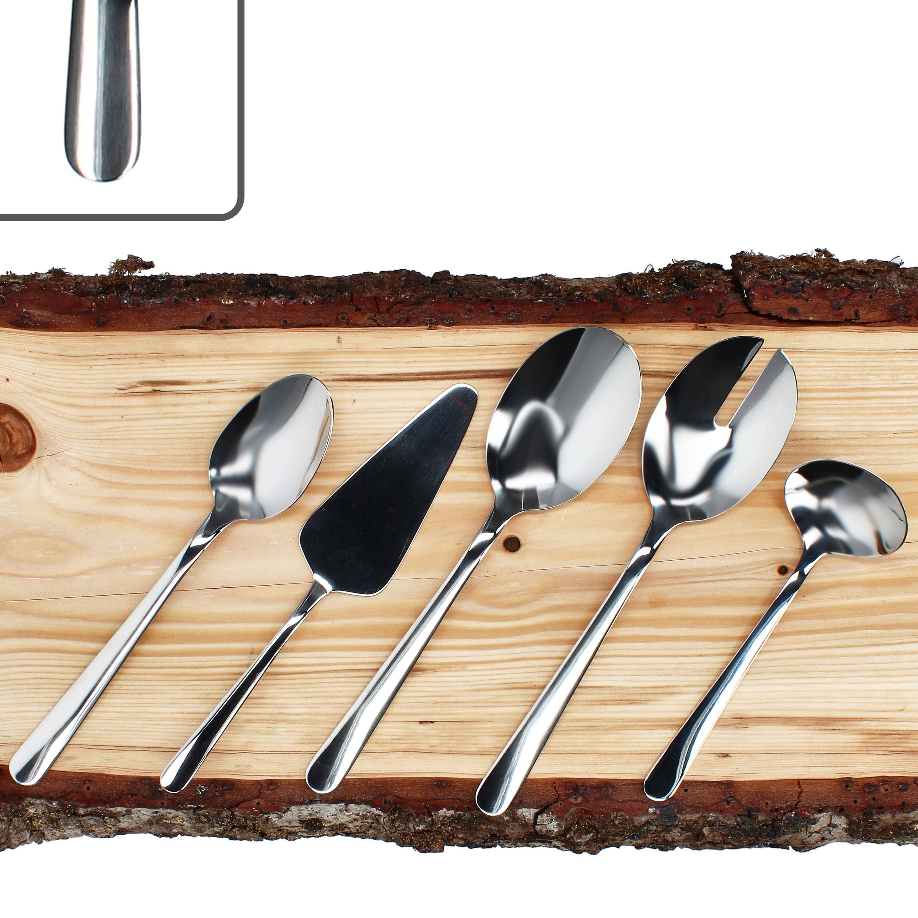 MamboCat Besteck-Set Style Art 5tlg Besteck Set Tortenheber Salatbesteck Saucenlöffel, Edelstahl