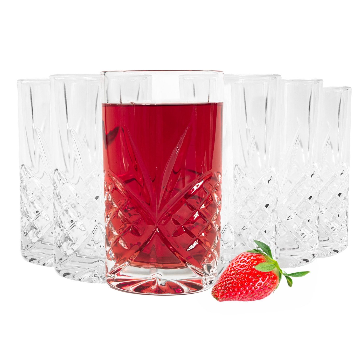 Sendez Longdrinkglas 6 Longdrinkgläser 300ml mit Relief Trinkgläser Cocktailgläser, 6-tlg., Glas