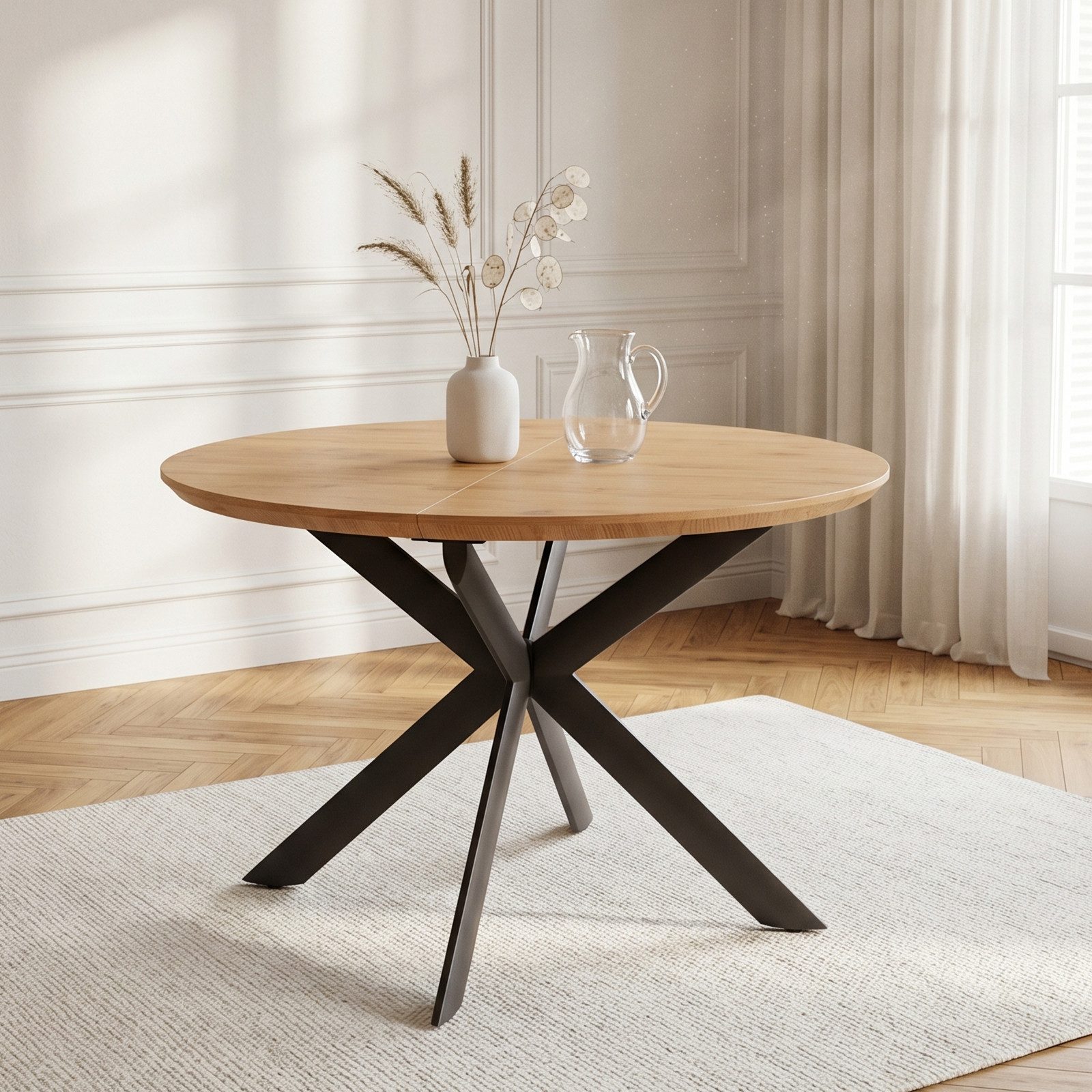 Jiexi Esstisch Esstisch, Ausziehbarer Tisch (110–150 cm), Tischplatte aus MDF