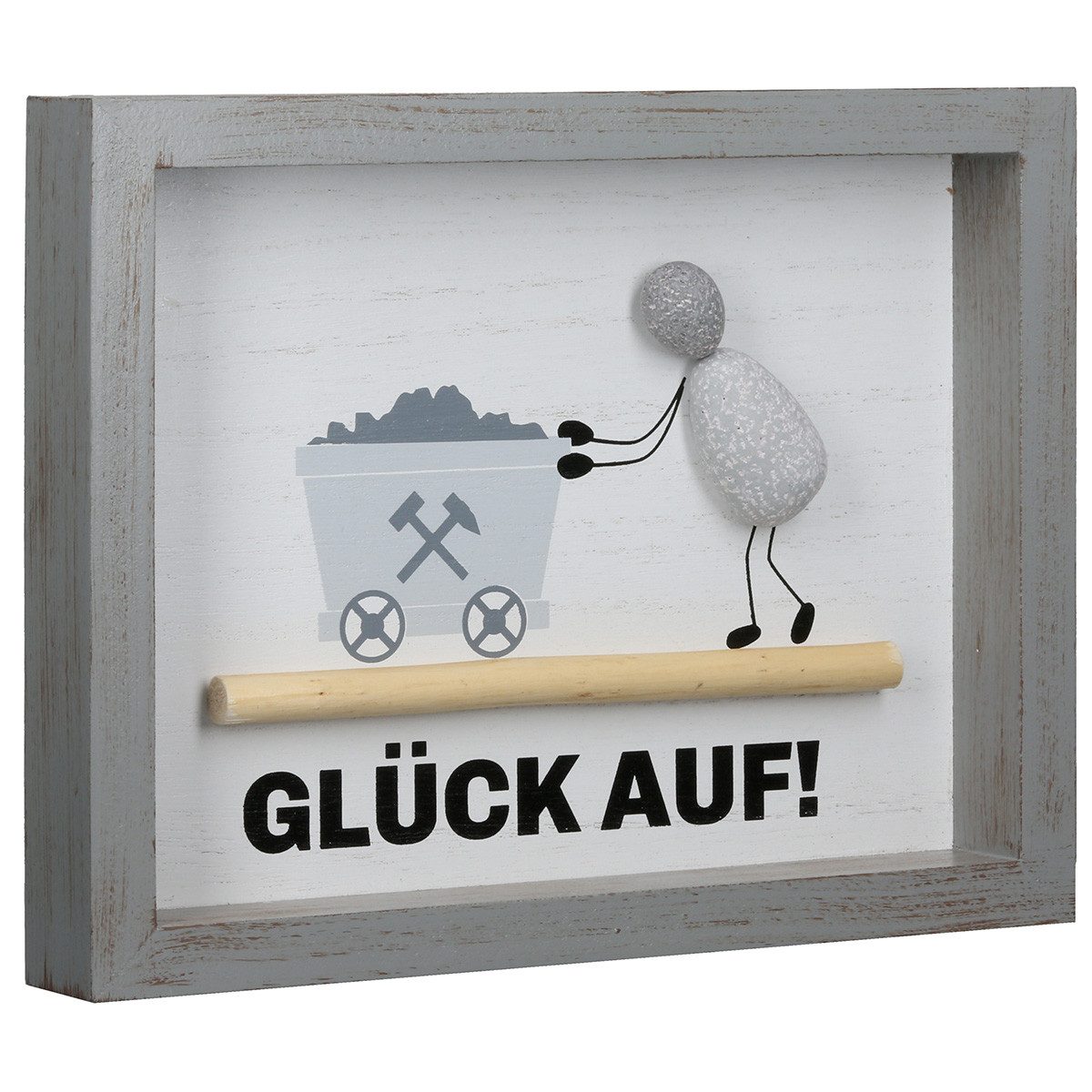 GILDE Wanddekoobjekt Steinbild Glückstiefe grau 2er set rechteckig Wanddeko (2 St)