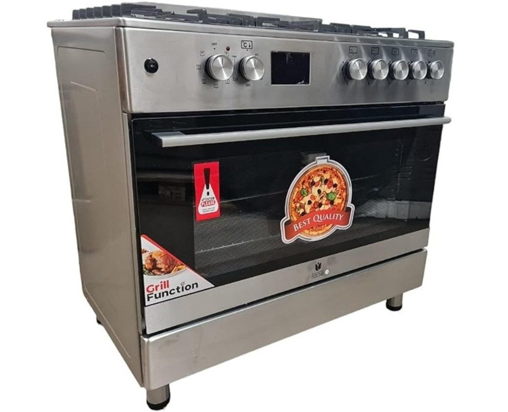 Gasline Elektro-Standherd mit Elektro Backofen GAG90GOXEL, mit 1-fach-Teleskopauszug, 90 cm breit mit WOK Brenner und Drehspieß