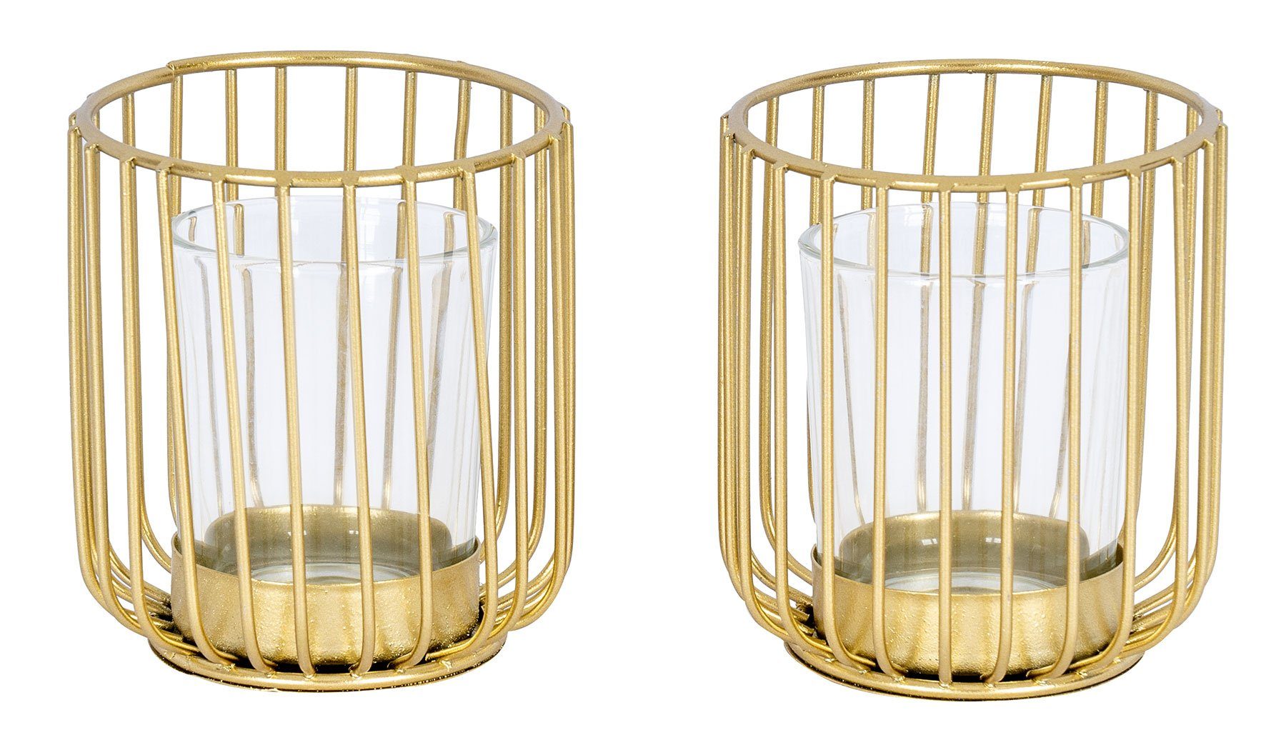 Levandeo® Teelichthalter, 2er Set Teelichthalter Gold Metall Glas Windlicht günstig online kaufen