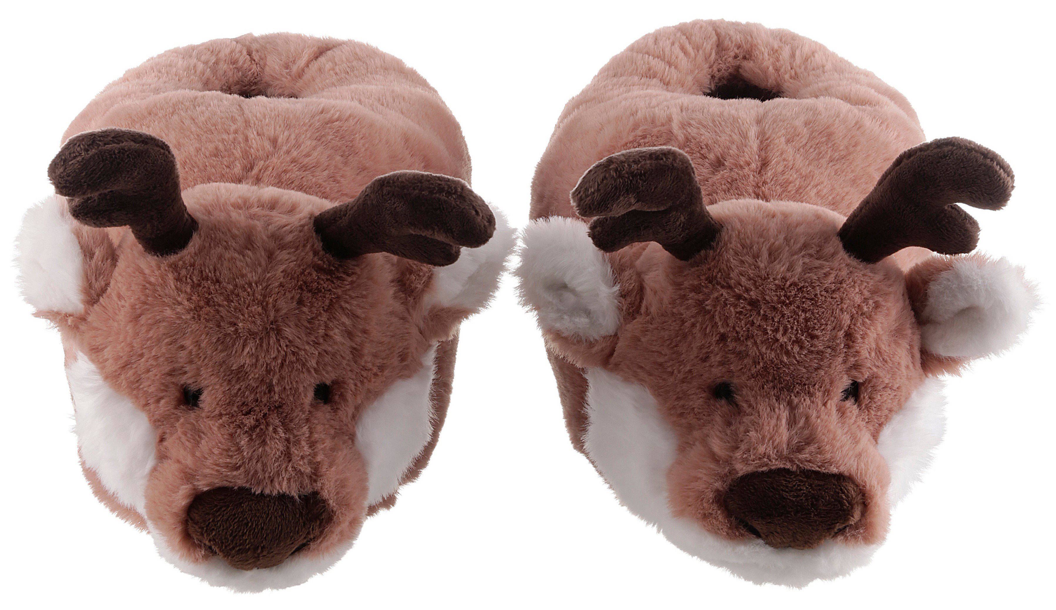 Nici RENTIER JONTE Plüsch Hausschuhe Weihnachts Hausschuh zum Schlupfen