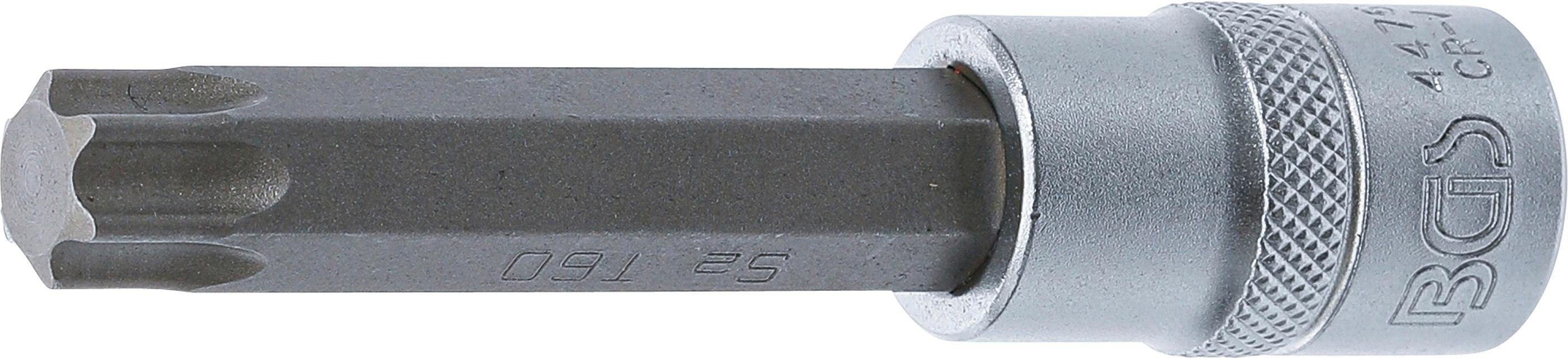 BGS technic Bit-Schraubendreher Bit-Einsatz, Länge 100 mm, Antrieb Innenvierkant 12,5 mm (1/2), T-Profil (für Torx) T60