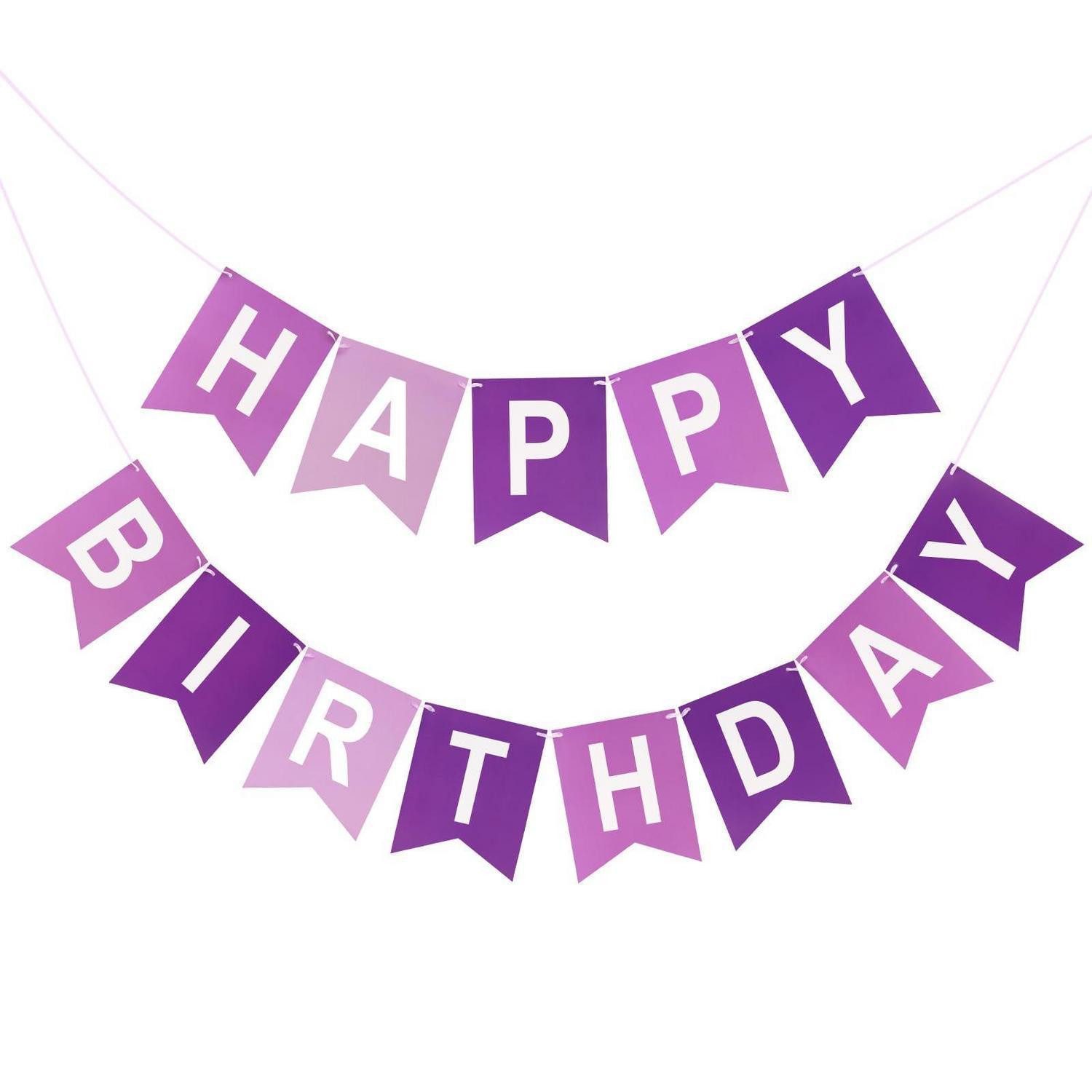 LuxusKollektion Girlande Geburtstaggirlande Lila Happy Birthday 16x20cm