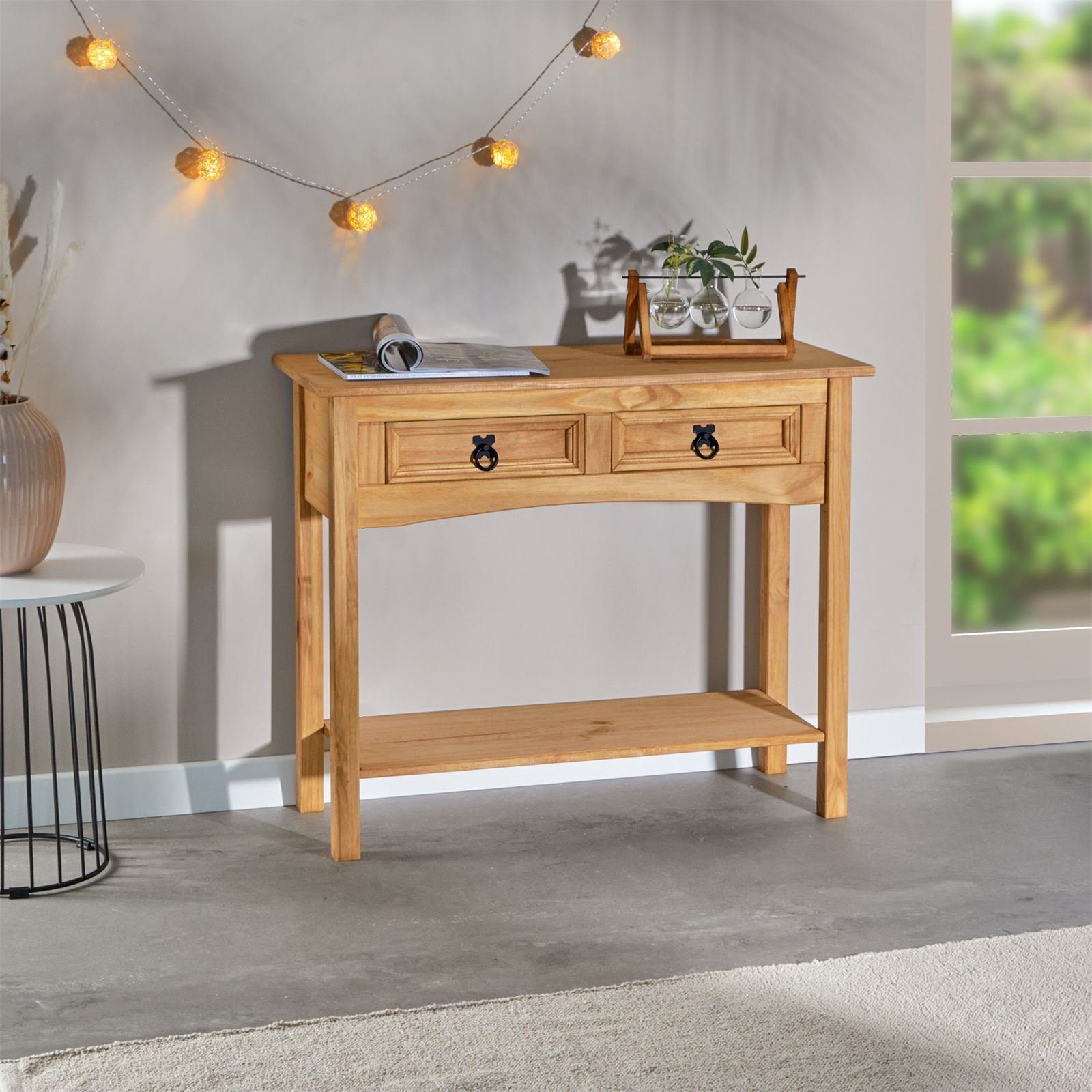 CARO-Möbel Konsolentisch SALSA, Schmaler Flurtisch mit 2 Schubladen und Abl günstig online kaufen