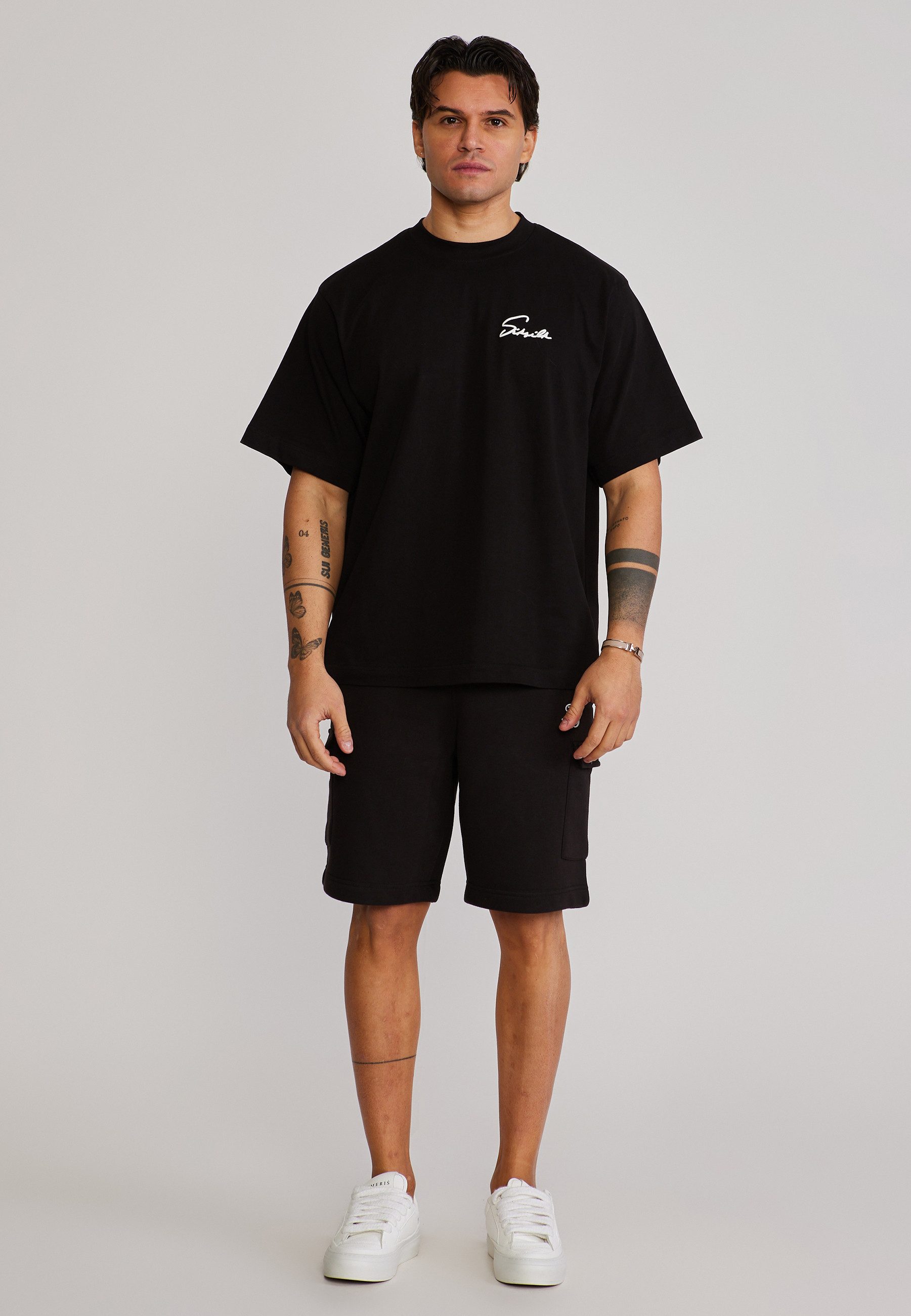 Siksilk Shorts SikSilk Herren Schwarz Essentials Cargo Shorts