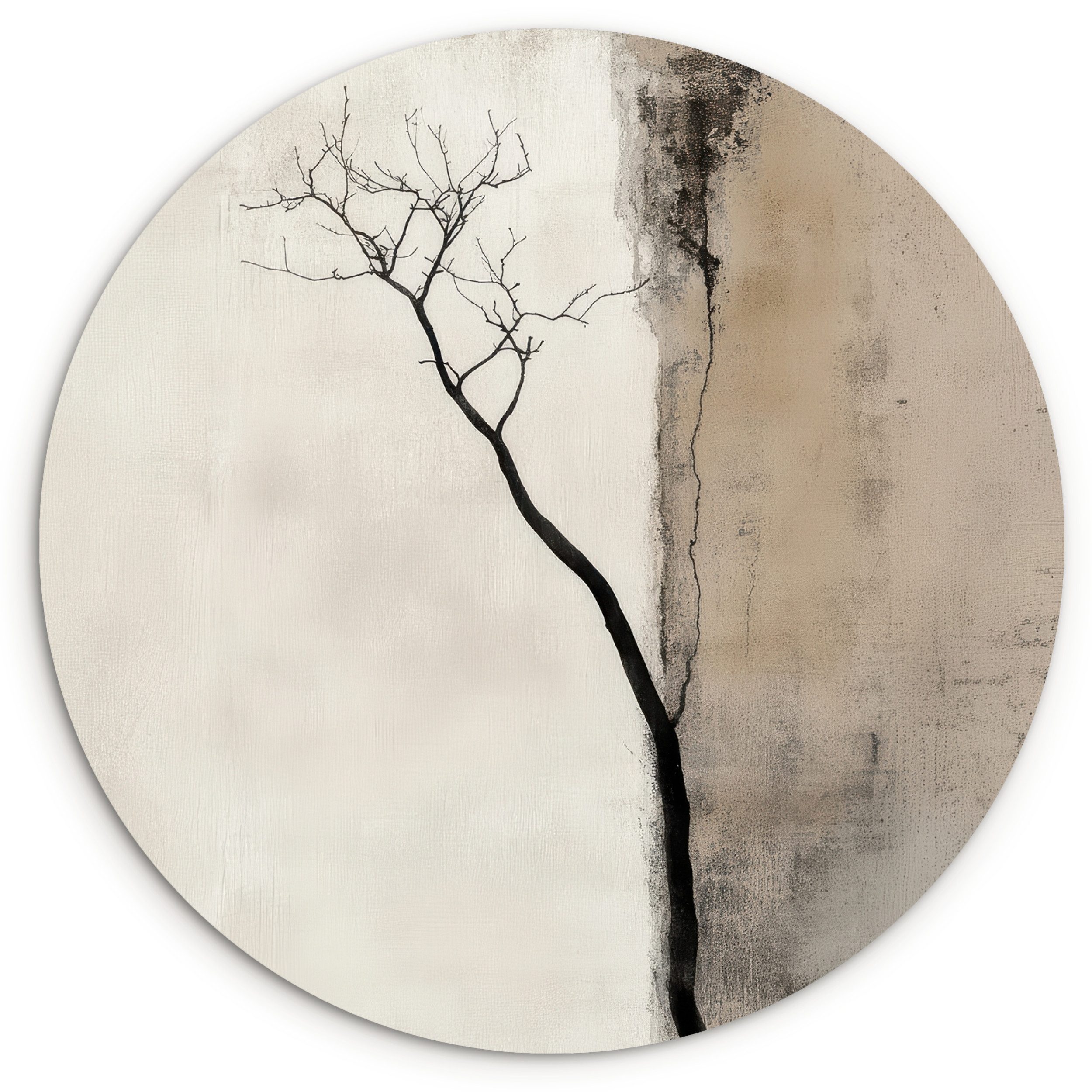 MuchoWow Gemälde Wabi sabi - Pflanze - Beige, Fotodruck (1 St), Kreis Wandd günstig online kaufen