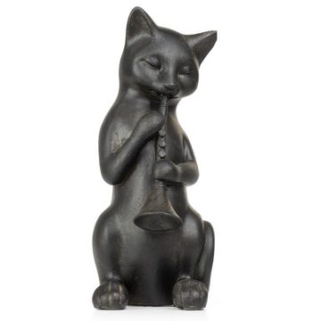 Moritz Dekofigur Deko-Figur Katze spielt Klarinette aus Polyresin schwarz Musikinstrume, Dekofigur aus Polyresin Dekoelement Dekoration Figuren