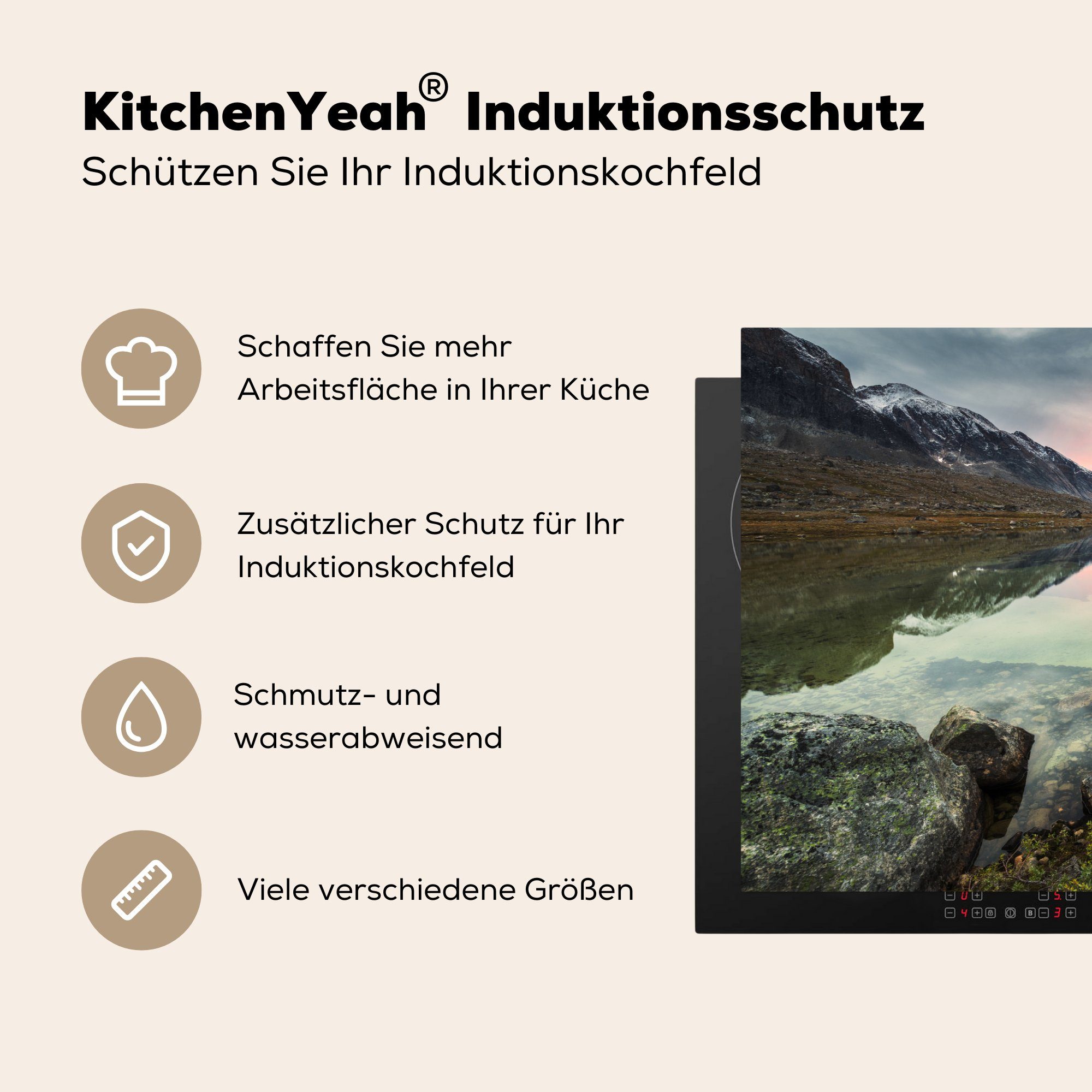 Schutz küche, Grönland, tlg), 81x52 Itivdlerssuaq MuchoWow (1 die Vinyl, Induktionskochfeld cm, Herdblende-/Abdeckplatte für Ceranfeldabdeckung