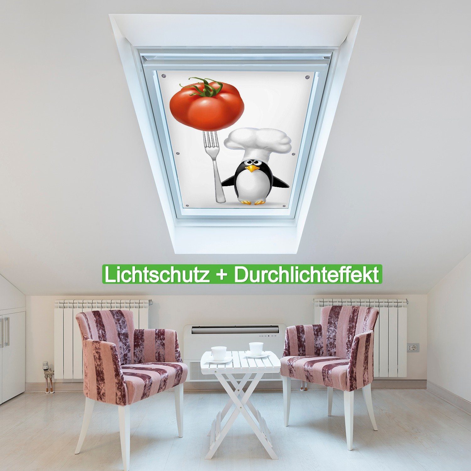 mit blickdicht, Saugnäpfen, wiederverwendbar Pinguin wiederablösbar Koch, Sonnenschutz und Wallario,