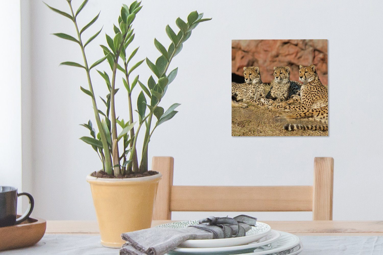 Leinwandbild Leinwand Gepardenmutter (1 und Bilder Schlafzimmer St), OneMillionCanvasses® für -junge, Wohnzimmer