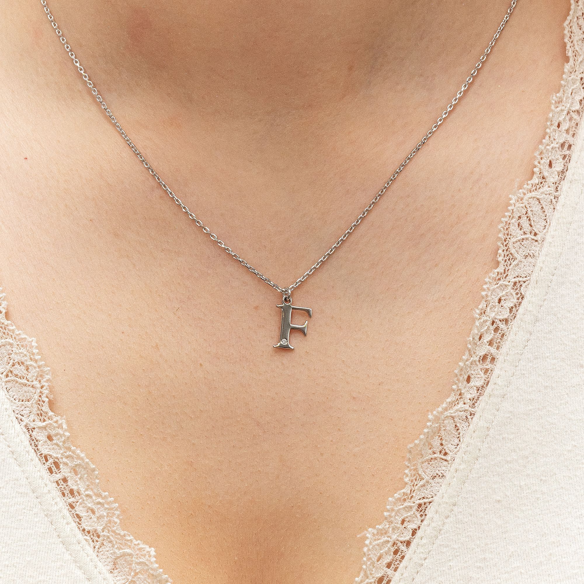 Diamonds by Ellen K. Kette mit Anhänger Silber 925 mit 1x Diamant 0,008ct. Buchstabe F