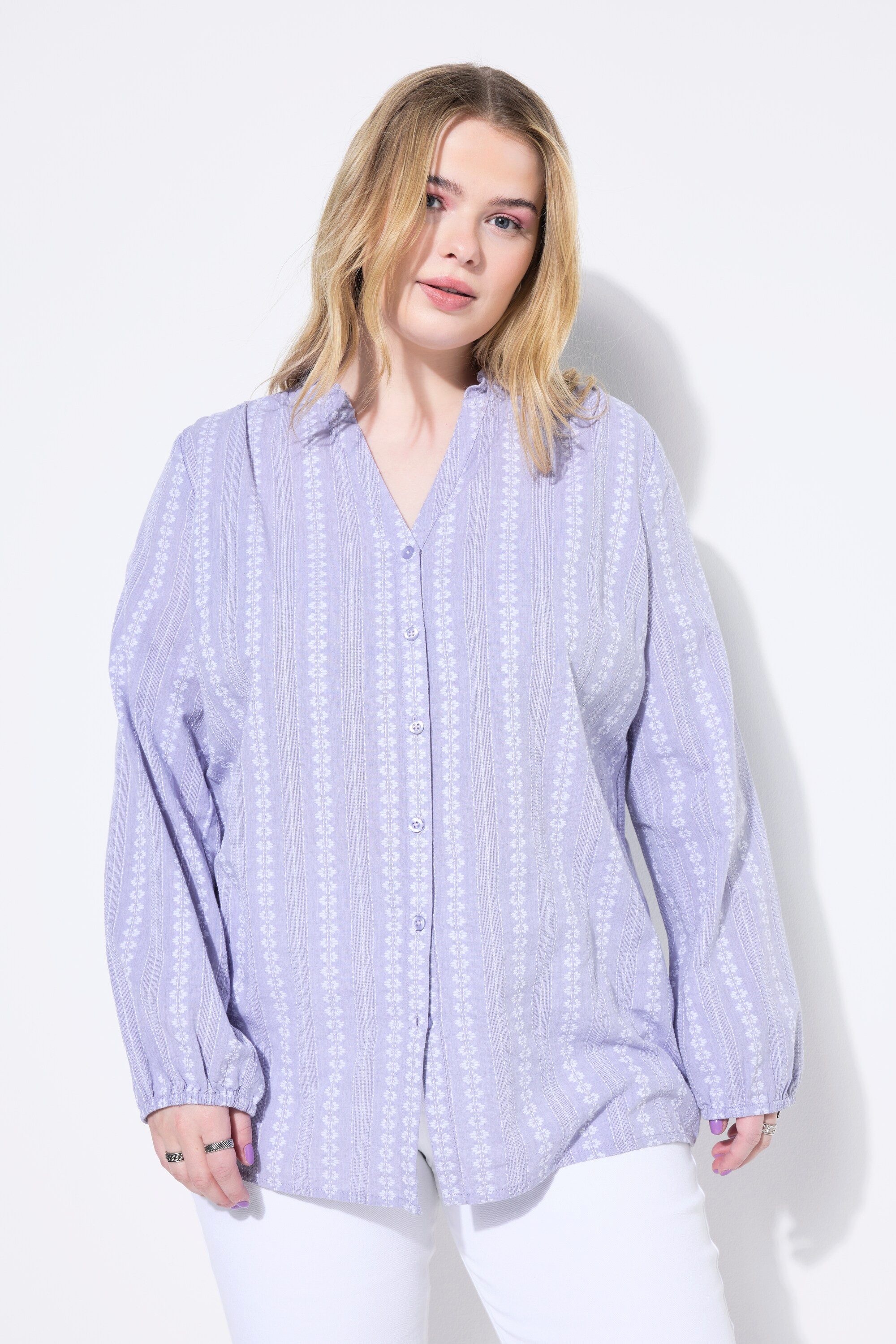 Hemdbluse Bluse Loose Shape Stickerei